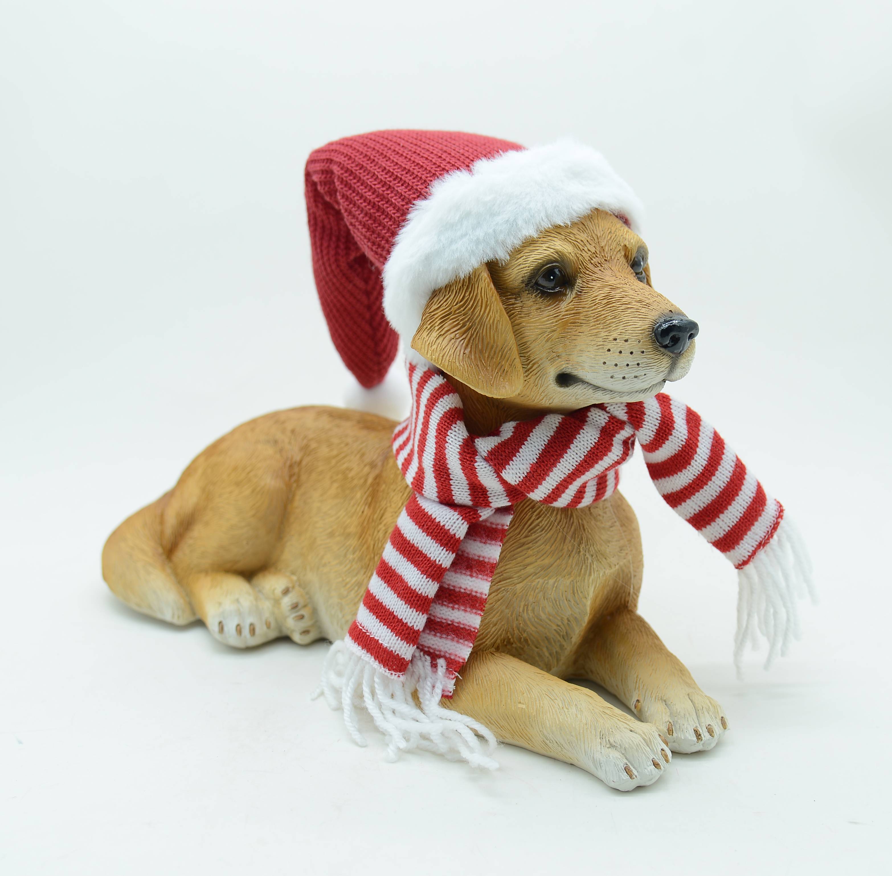 Ecloz - Chien allongé chapeau de Noël H.21 cm - ECLOZ - Image 1