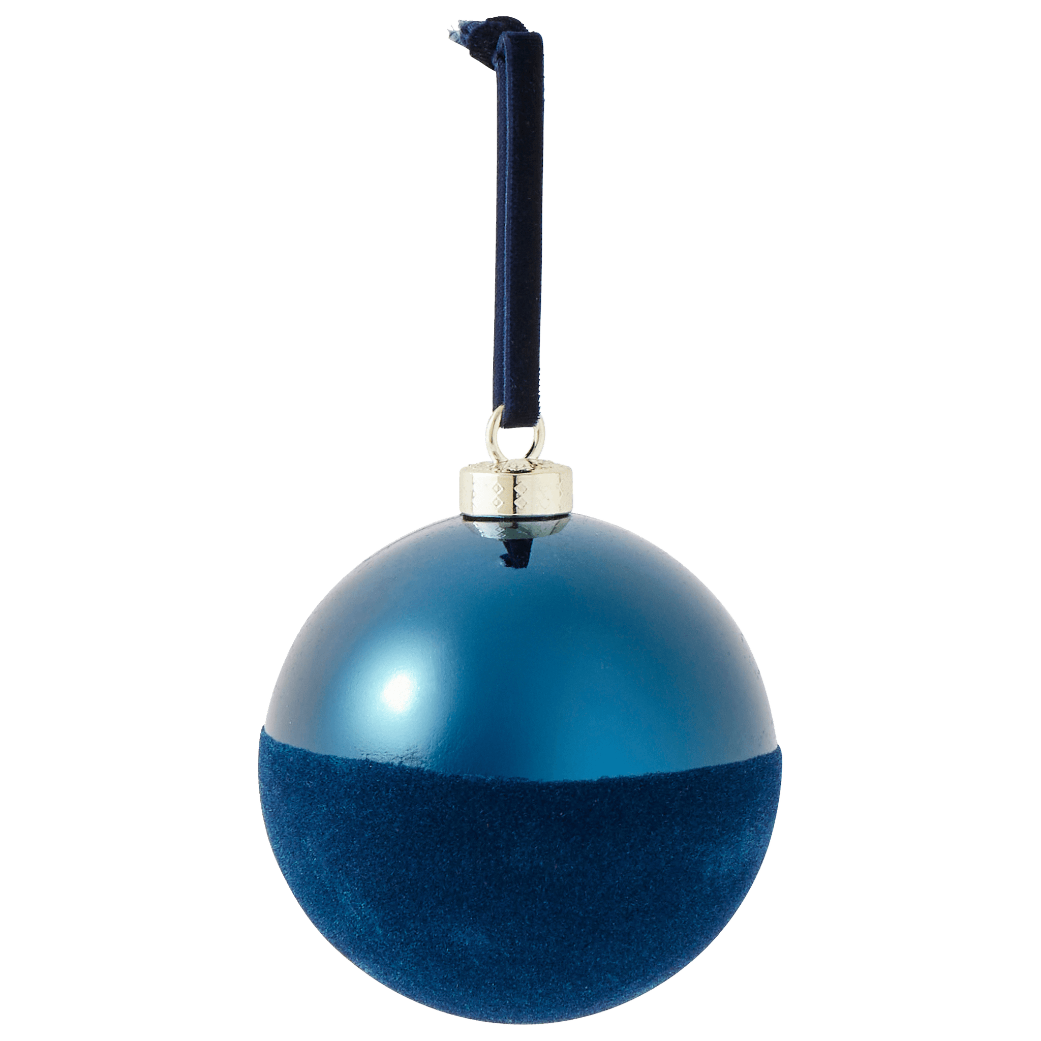 Boule de Noël bi-matière bleu foncé Ø 8 cm - ECLOZ - Image 2