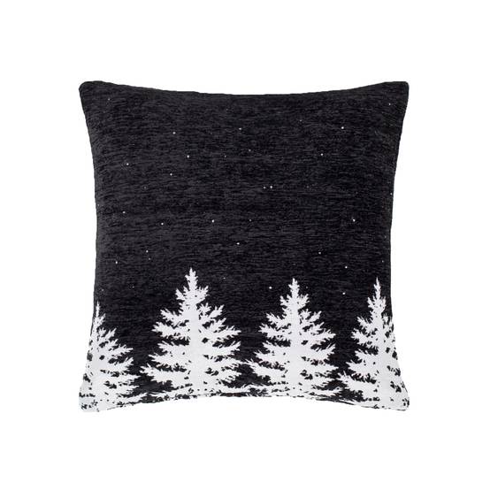 Ecloz - Coussin noir sapins jacquard blanc - ECLOZ