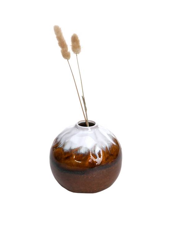 Vase en céramique blanc et marron Ø 12 cm - ECLOZ