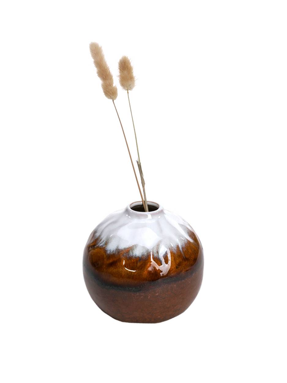 Vase en céramique blanc et marron Ø 12 cm - ECLOZ