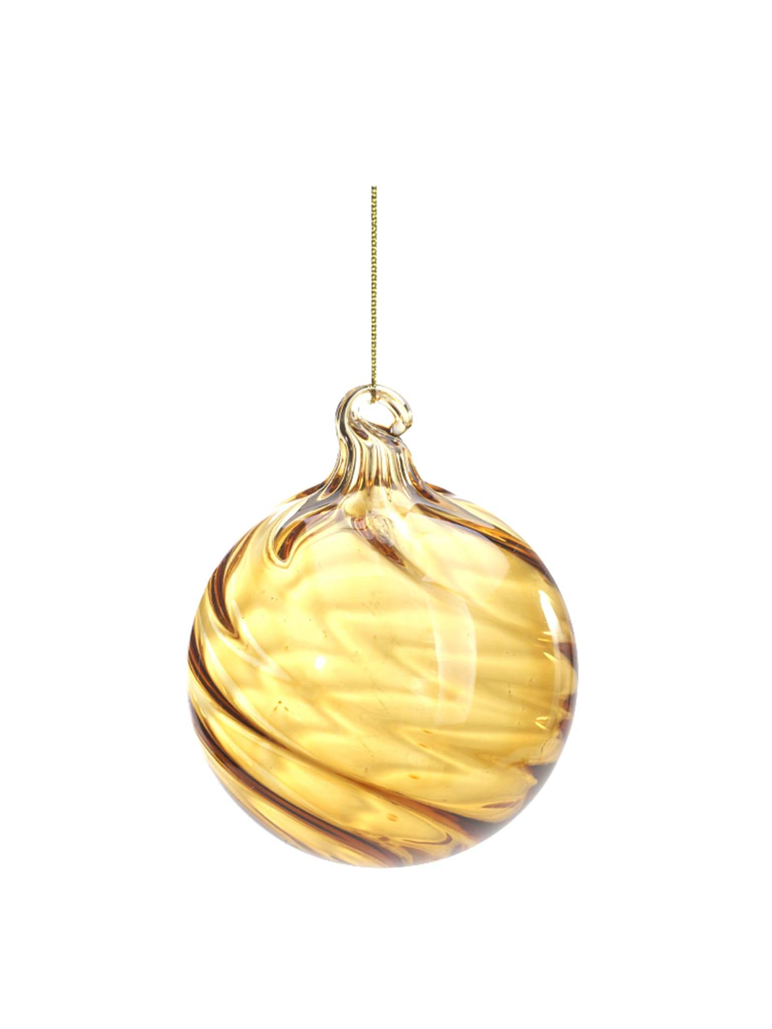 Boule de Noël orange en verre strié Ø 8 cm - ECLOZ
