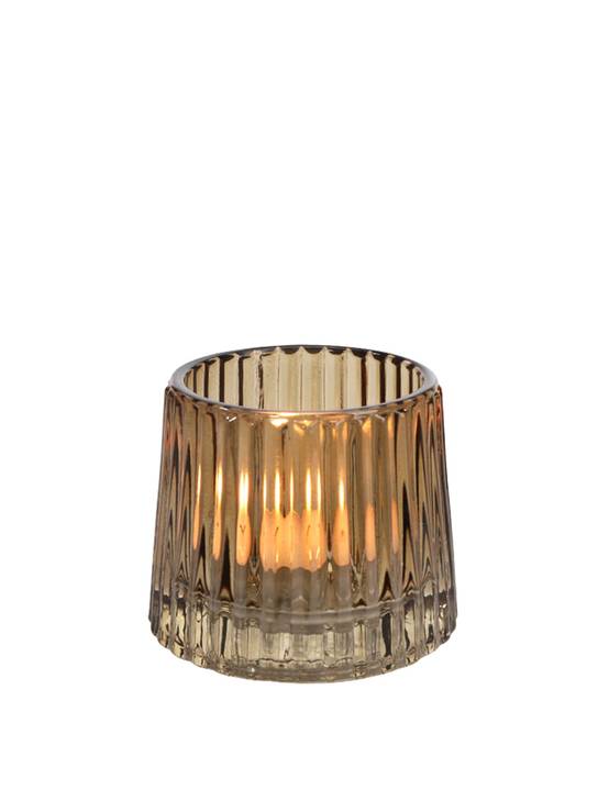 Photophore en verre strié marron H.7 cm - ECLOZ