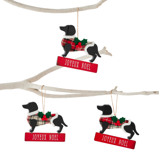 Boîte de 3 suspensions décoratives de Noël chien noir - ECLOZ - Image 2