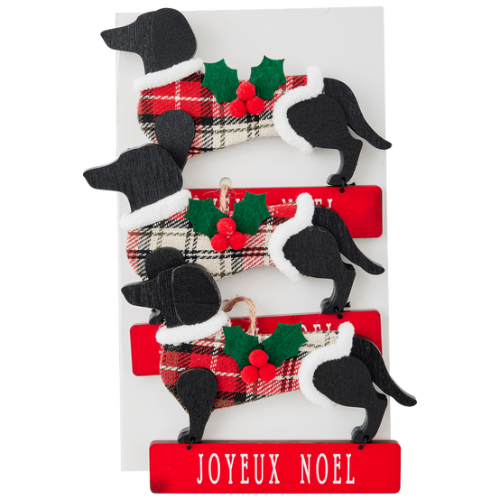 Boîte de 3 suspensions décoratives de Noël chien noir - ECLOZ - Image 3