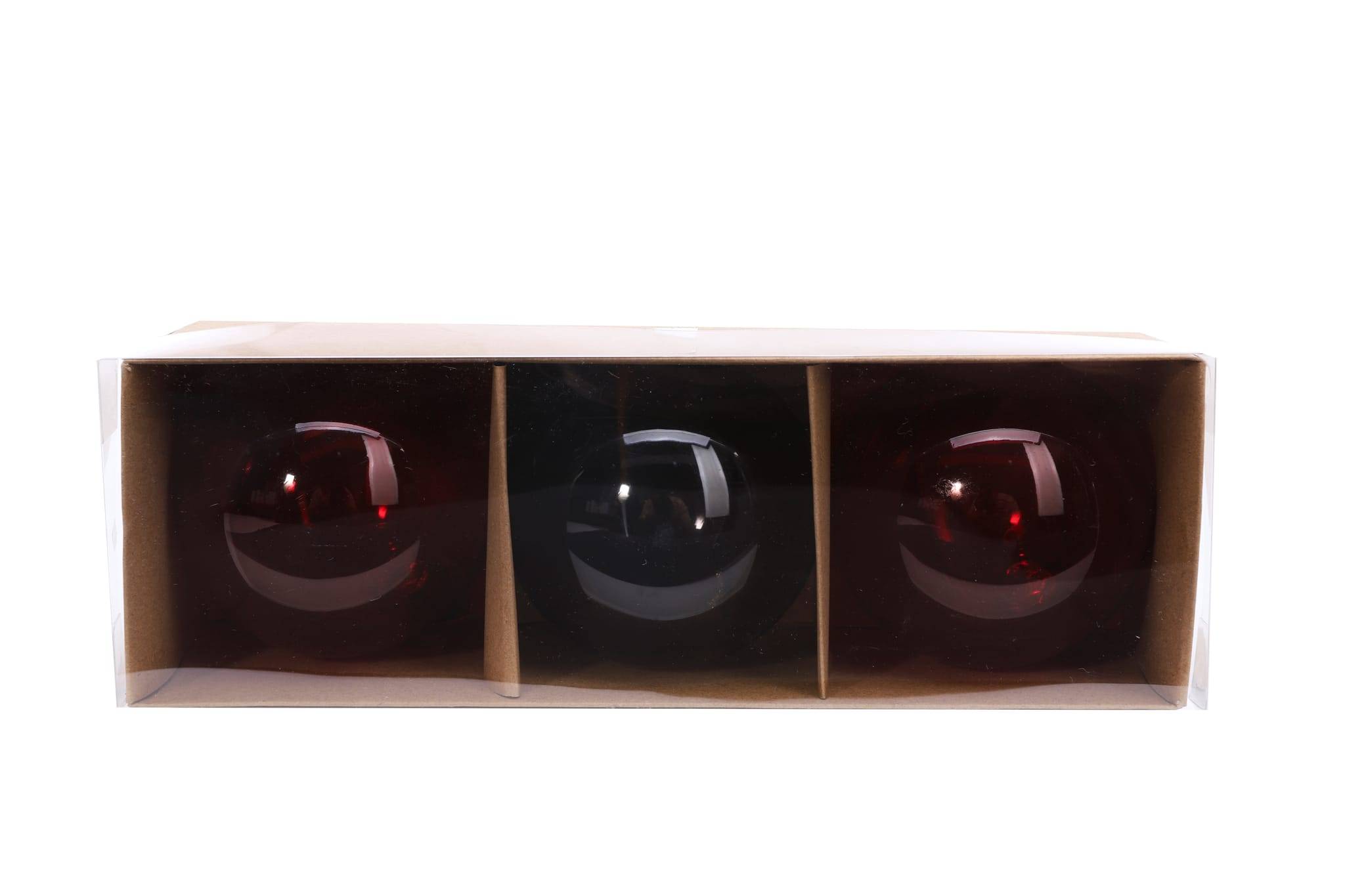 Boîte de 3 boules de Noël grises et rouges Ø 8 cm - ECLOZ - Image 1