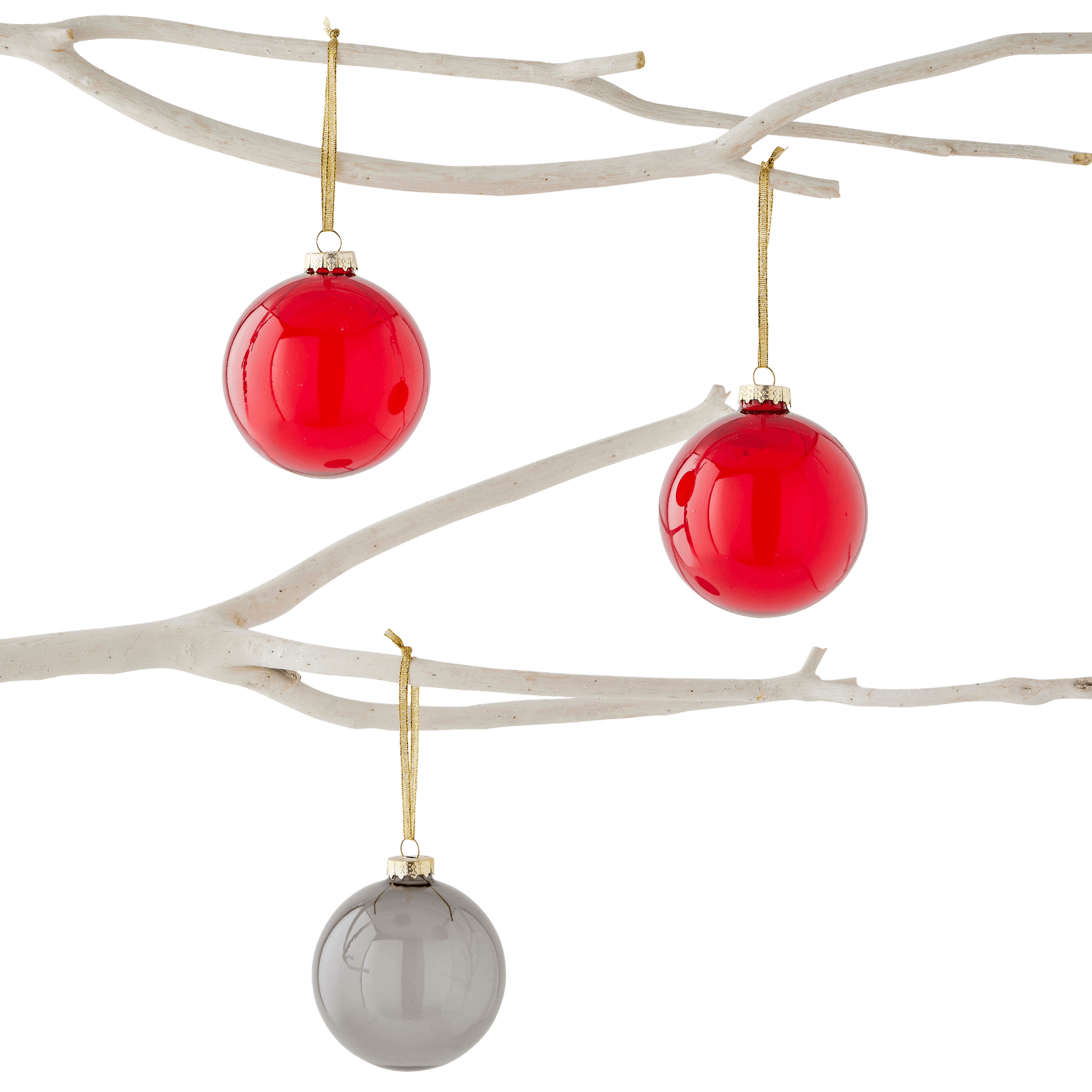 Boîte de 3 boules de Noël grises et rouges Ø 8 cm - ECLOZ - Image 3