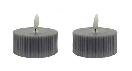 Ecloz - Set de 2 bougies basses LED grises - ECLOZ