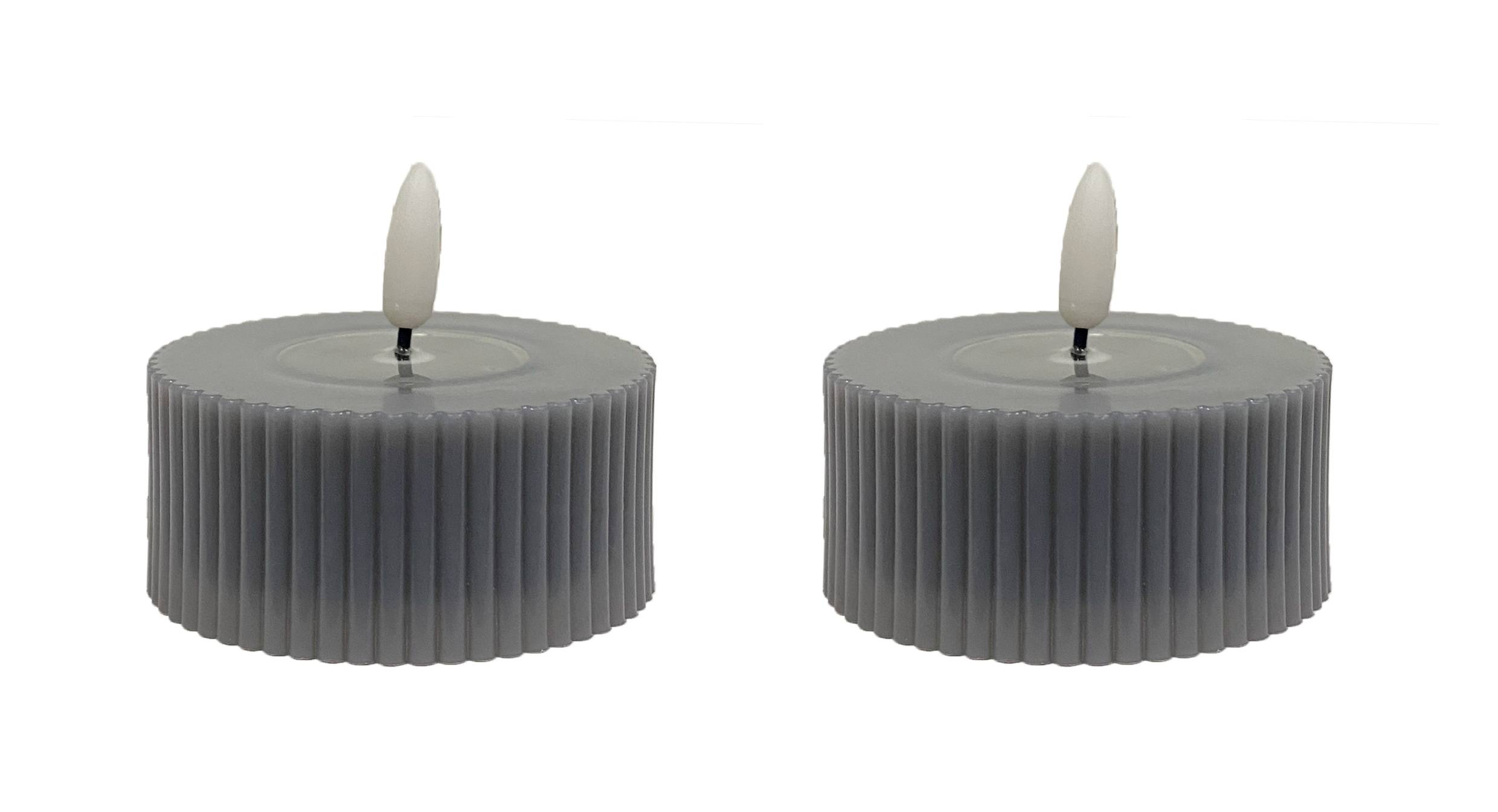 Ecloz - Set de 2 bougies basses LED grises - ECLOZ