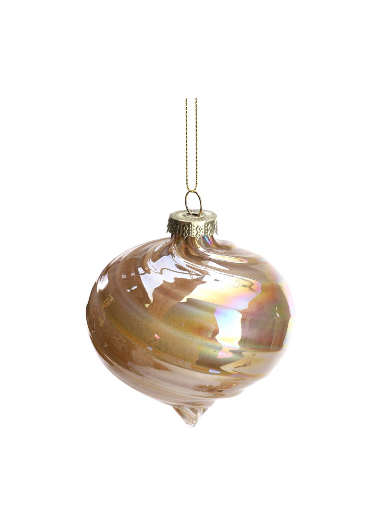 Boule de Noël marron en verre brillant H.9 cm - ECLOZ