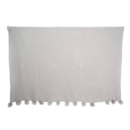 Plaid acrylique avec pompons gris L.160 x l.130 cm - ECLOZ - Image 1