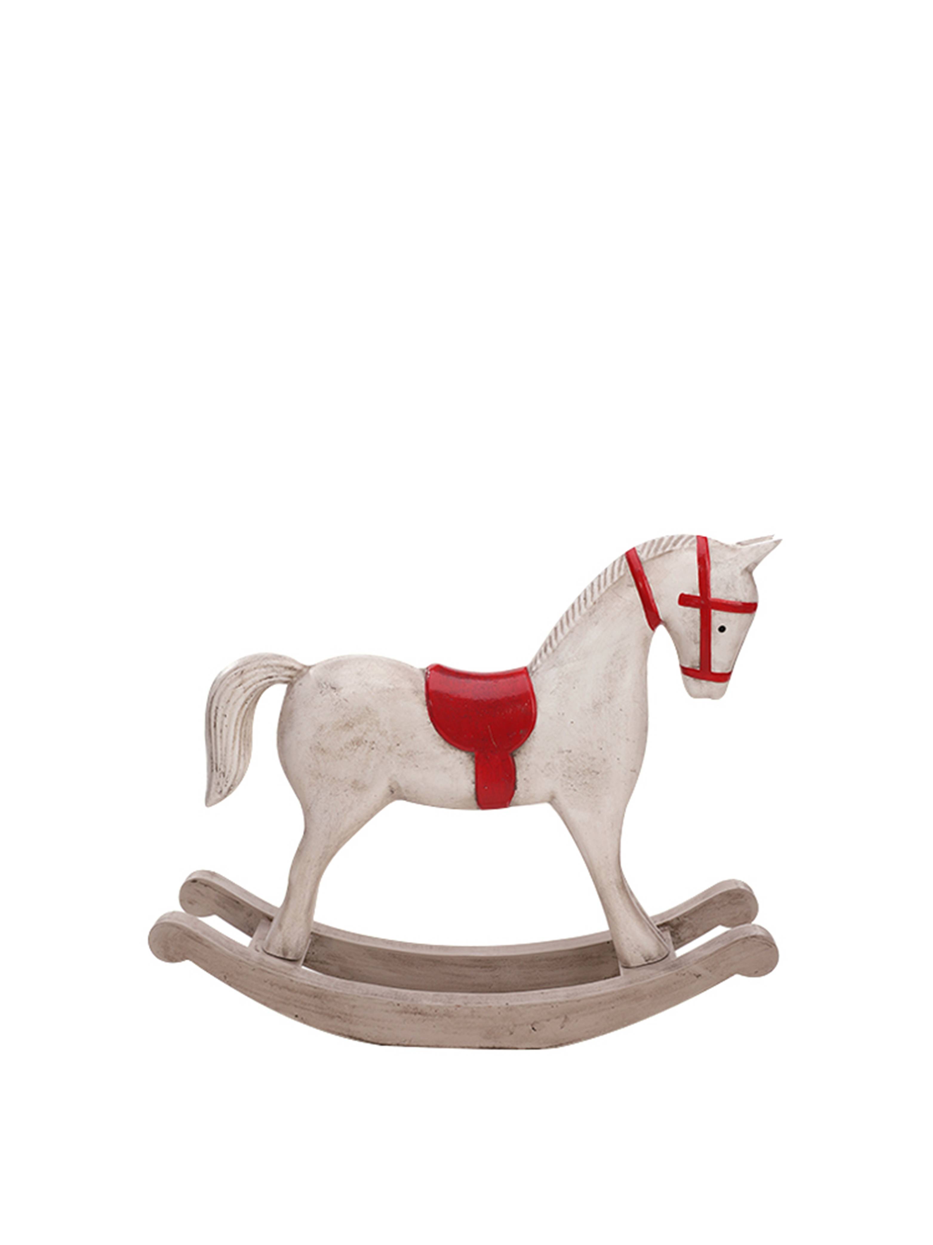 Ecloz - Décoration à poser cheval à bascule en bois blanc H. 22 cm - ECLOZ