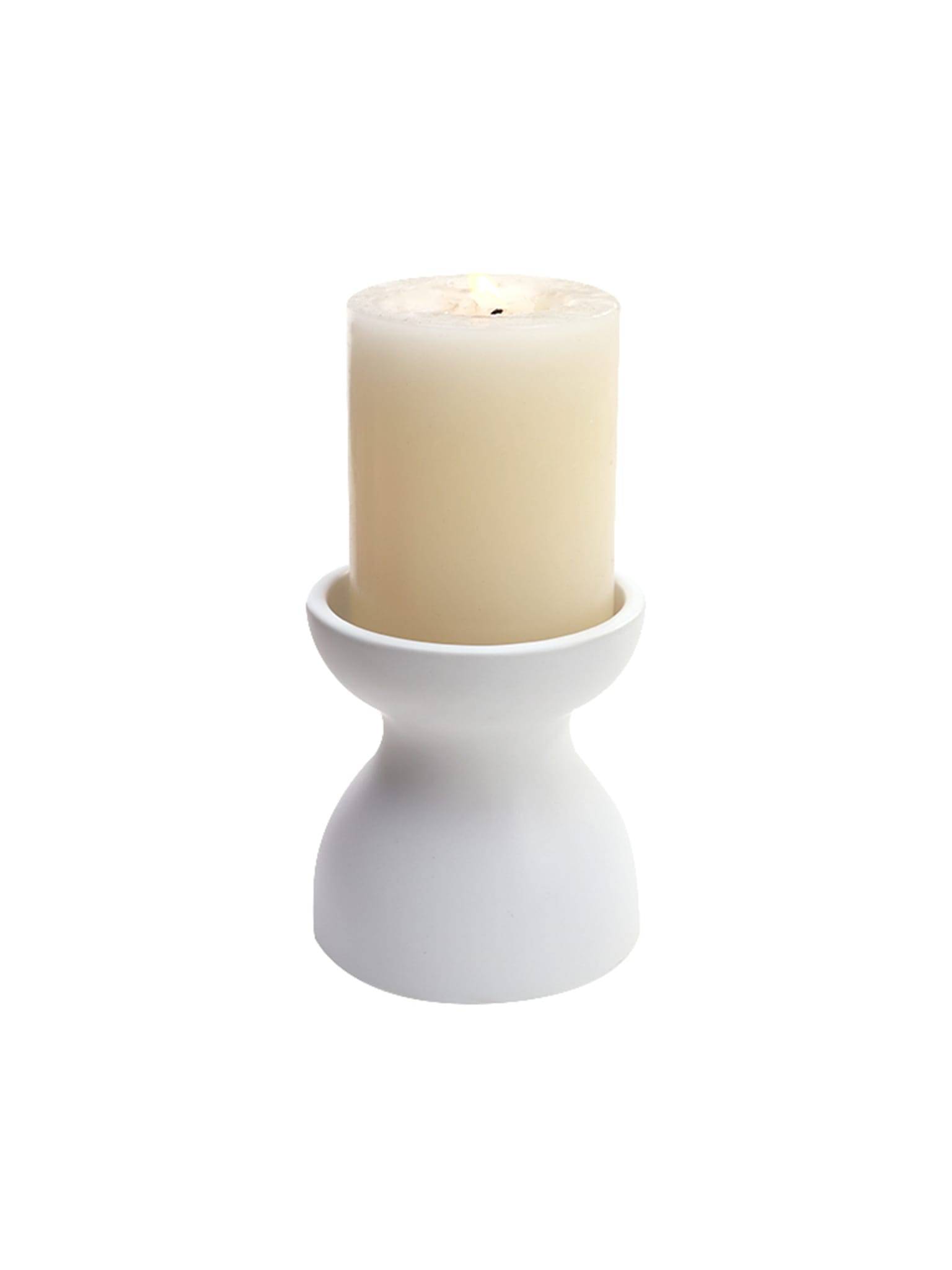 Bougeoir blanc en céramique H.15 cm - ECLOZ - Imagen 1