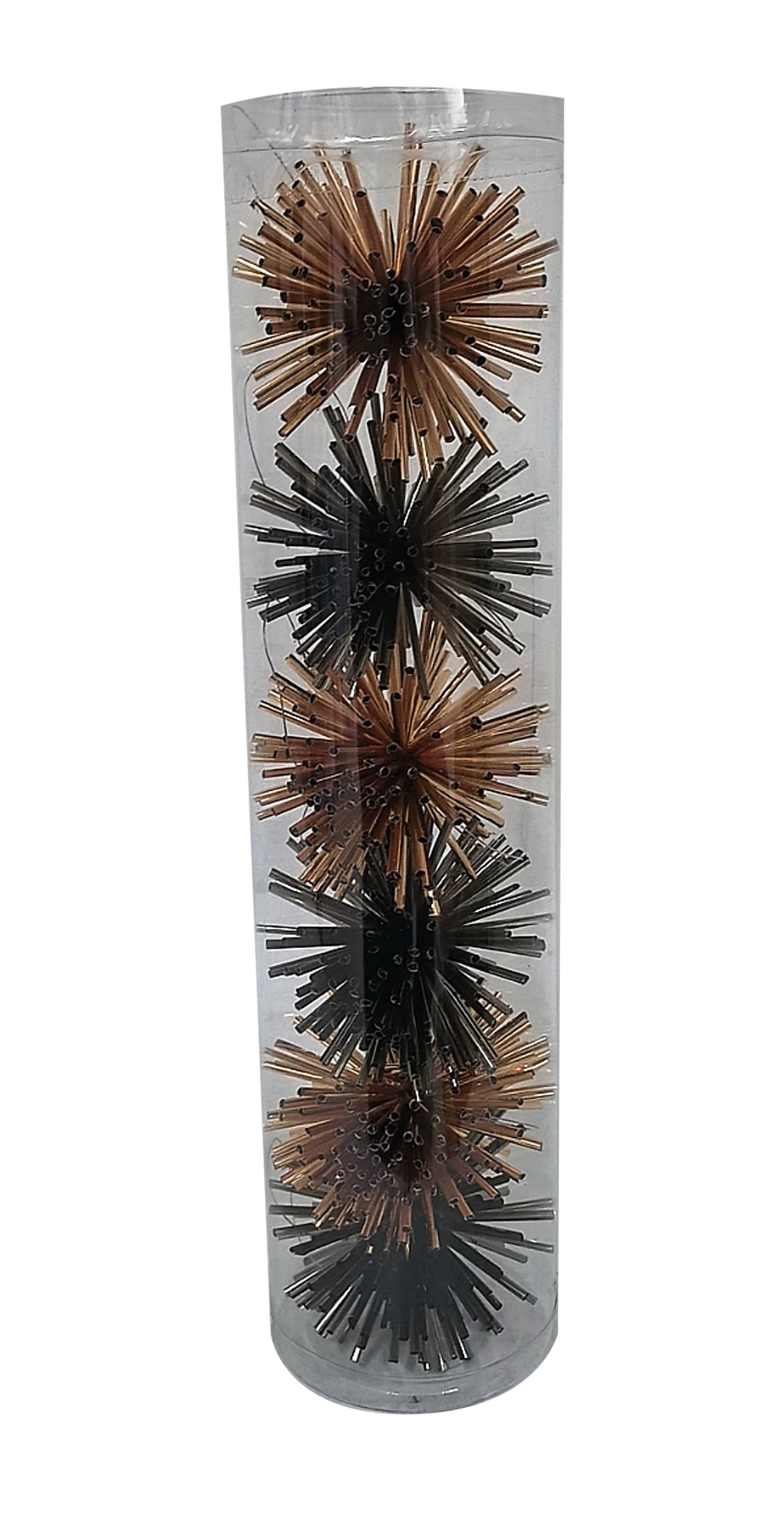 Ecloz - Tube de 4 suspensions décoratives de Noël à paillettes orange et vertes - ECLOZ - Image 1