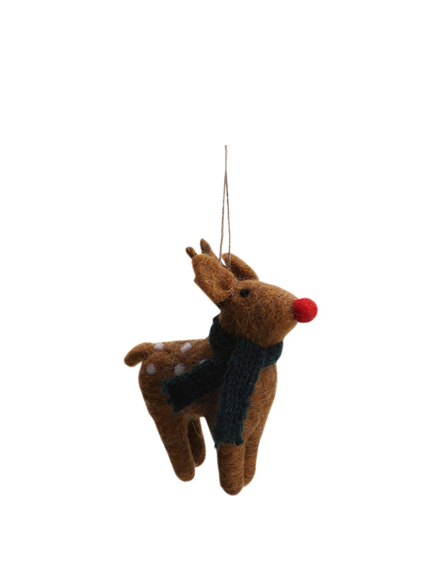 Suspension décorative de Noël - cerf en laine et mousse - ECLOZ