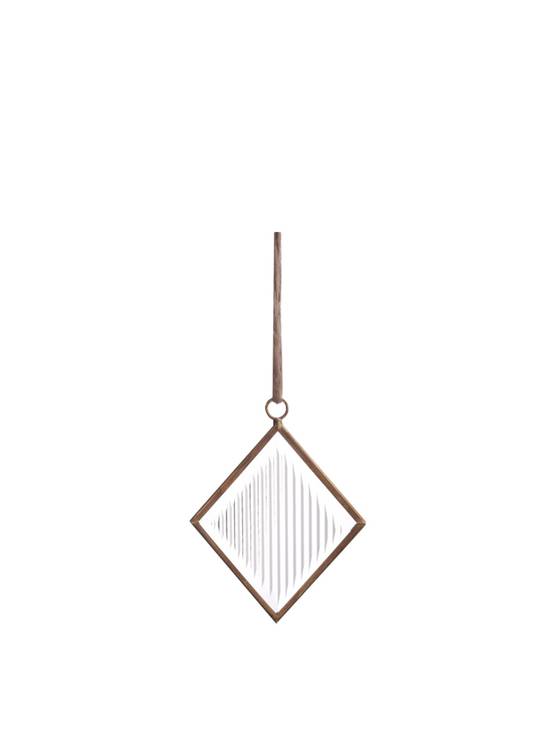 Suspension décorative de Noël en losange verre strié et cuivré - ECLOZ