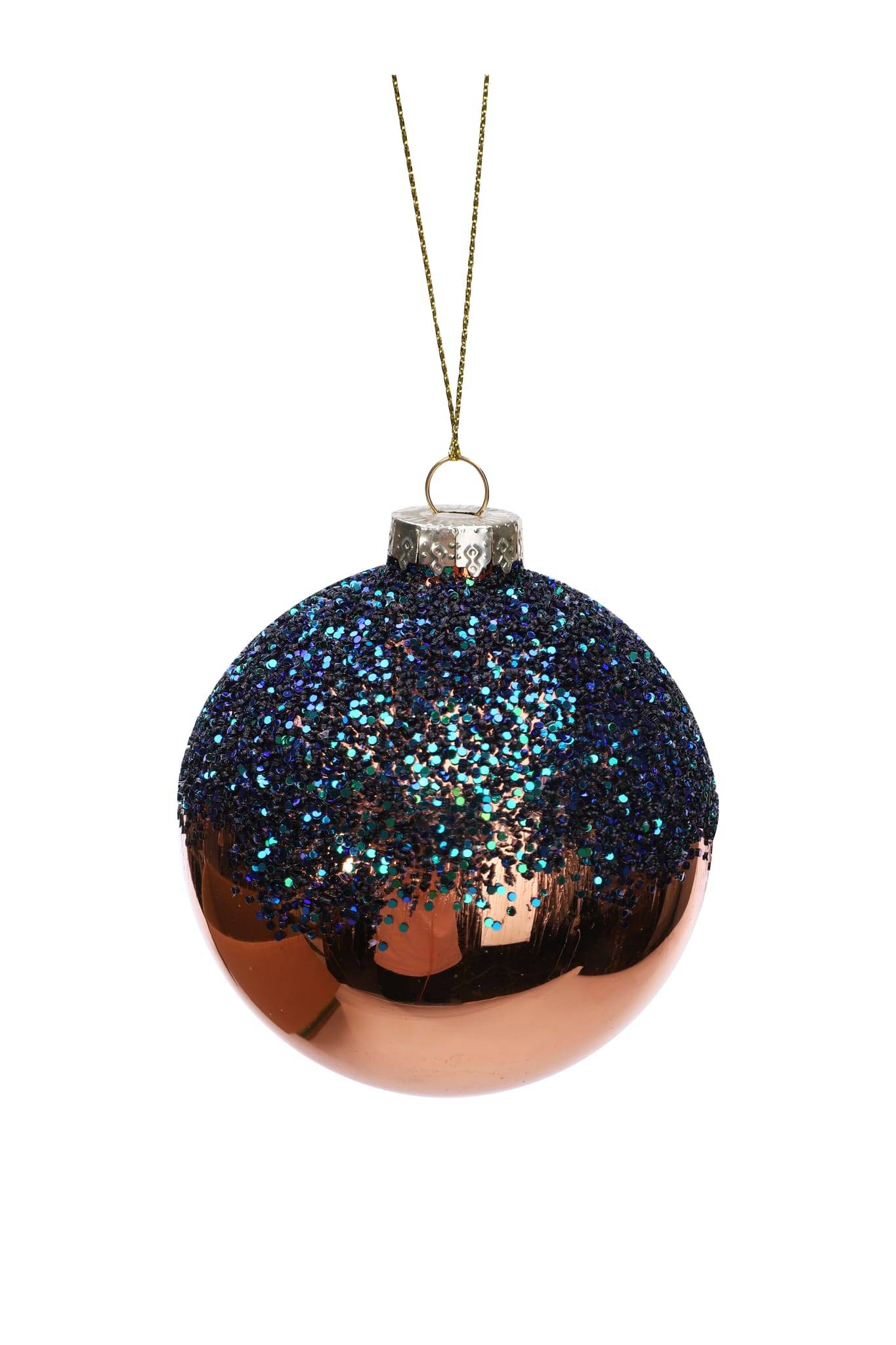 Boule de Noël bicolore marron et bleu Ø 8 cm - ECLOZ - Image 1