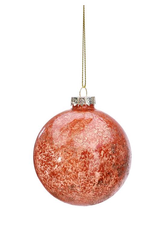 Boule de Noël rouge clair à paillettes Ø 8 cm - ECLOZ
