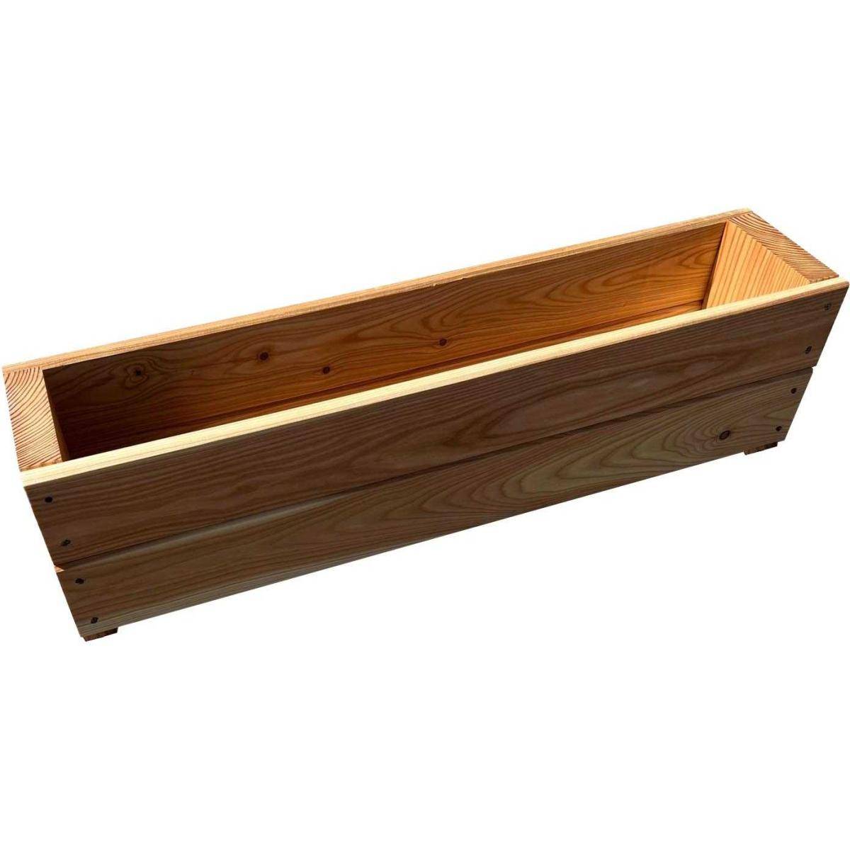 Jardinière rectangulaire en bois de mélèze naturel huilé L.70 cm l.15 cm H.18 cm - Robin hood - Image 2