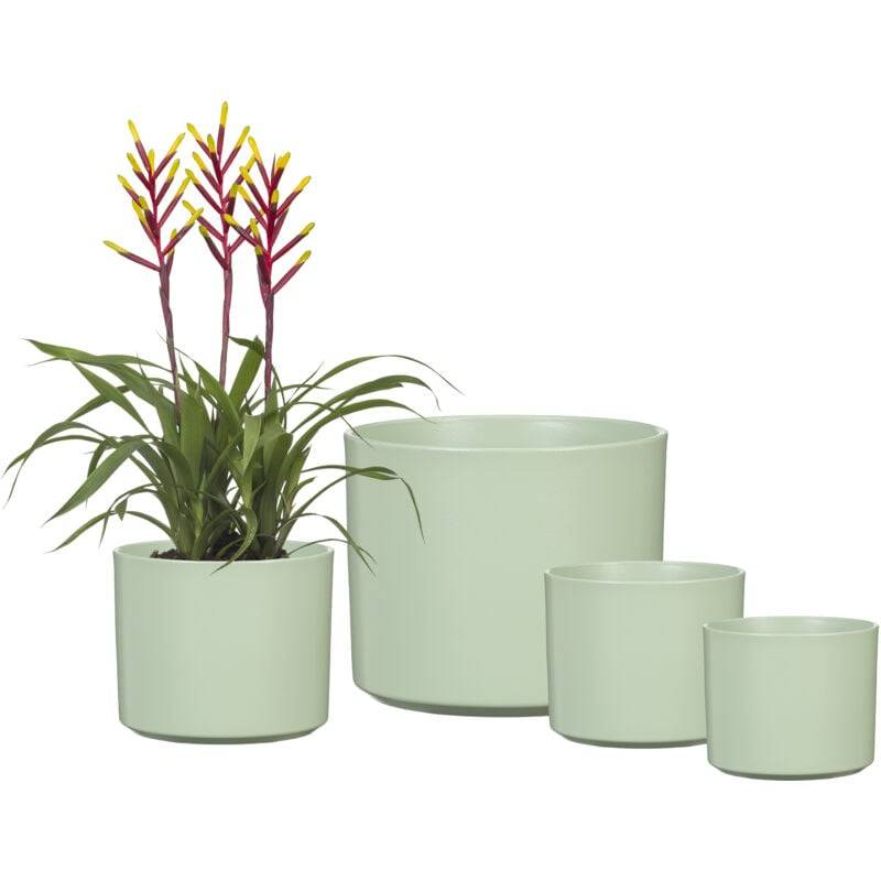 Pot de fleurs cylindrique en céramique vert Linden Ø13.6 cm H.12.2 cm - Scheurich - Imagen 1