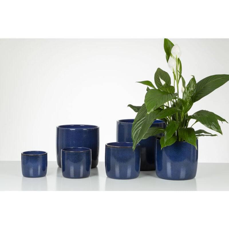Solido pot de fleurs en céramique bleu mystique Ø28 cm H.25.3 cm - Scheurich - Imagen 3