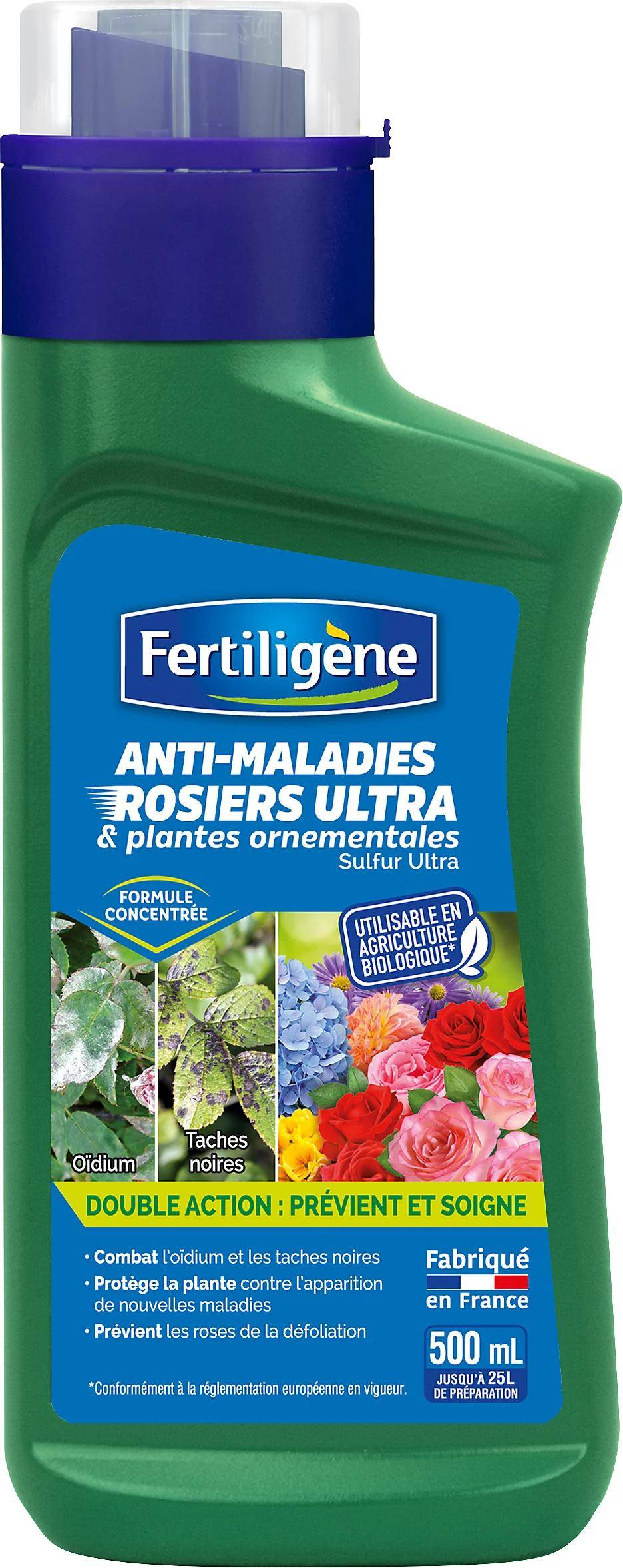 Anti-maladies Rosiers Ultra UAB fongicide soufre liquide concentré 500 ml - Fertiligene - Imagen 2