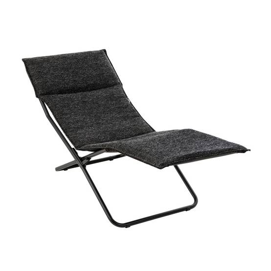 Lafuma-Mobilier - Chaise longue de jardin acier ébène Bayanne Lafuma Mobilier - Image 1