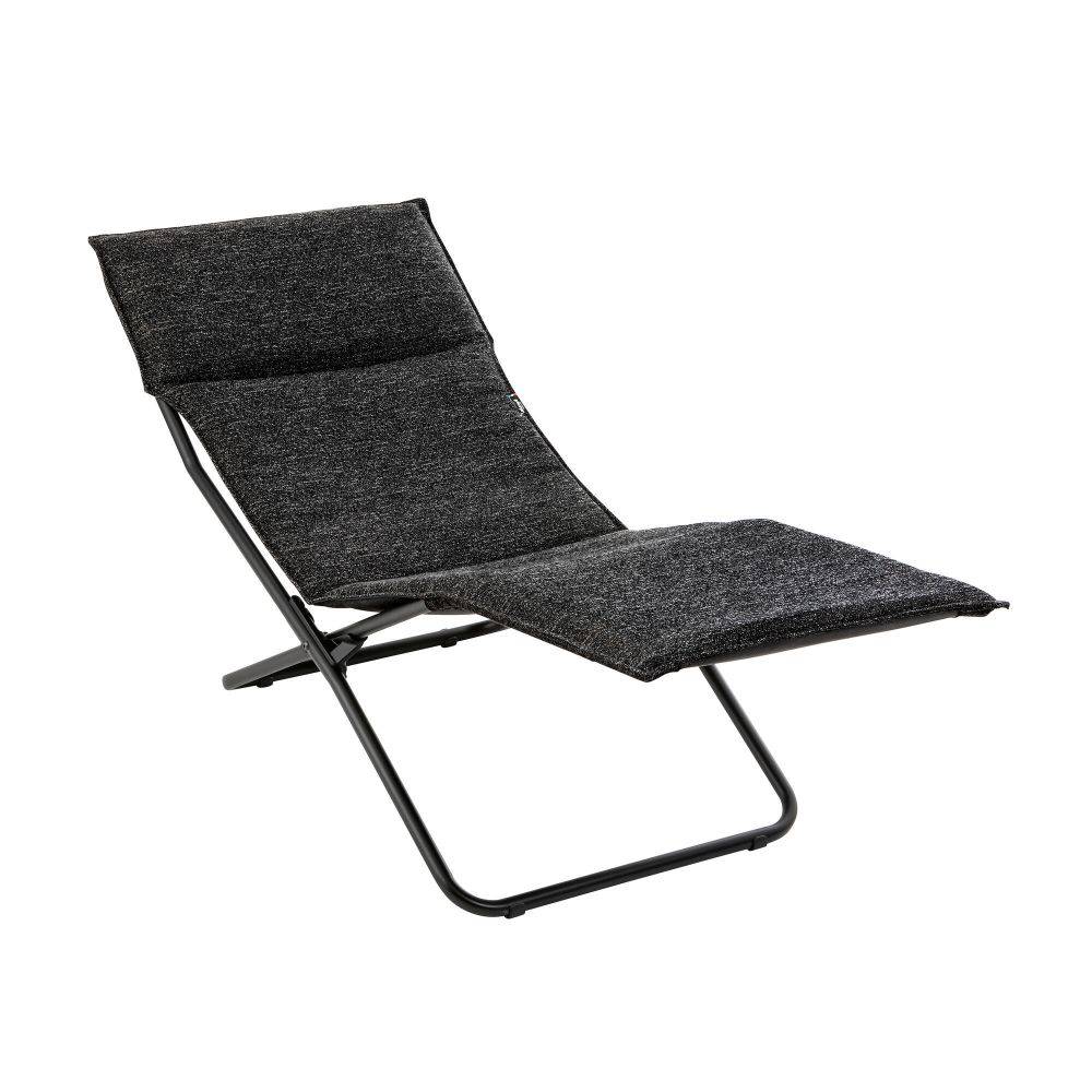 Lafuma-Mobilier - Chaise longue de jardin acier ébène Bayanne Lafuma Mobilier - Image 1