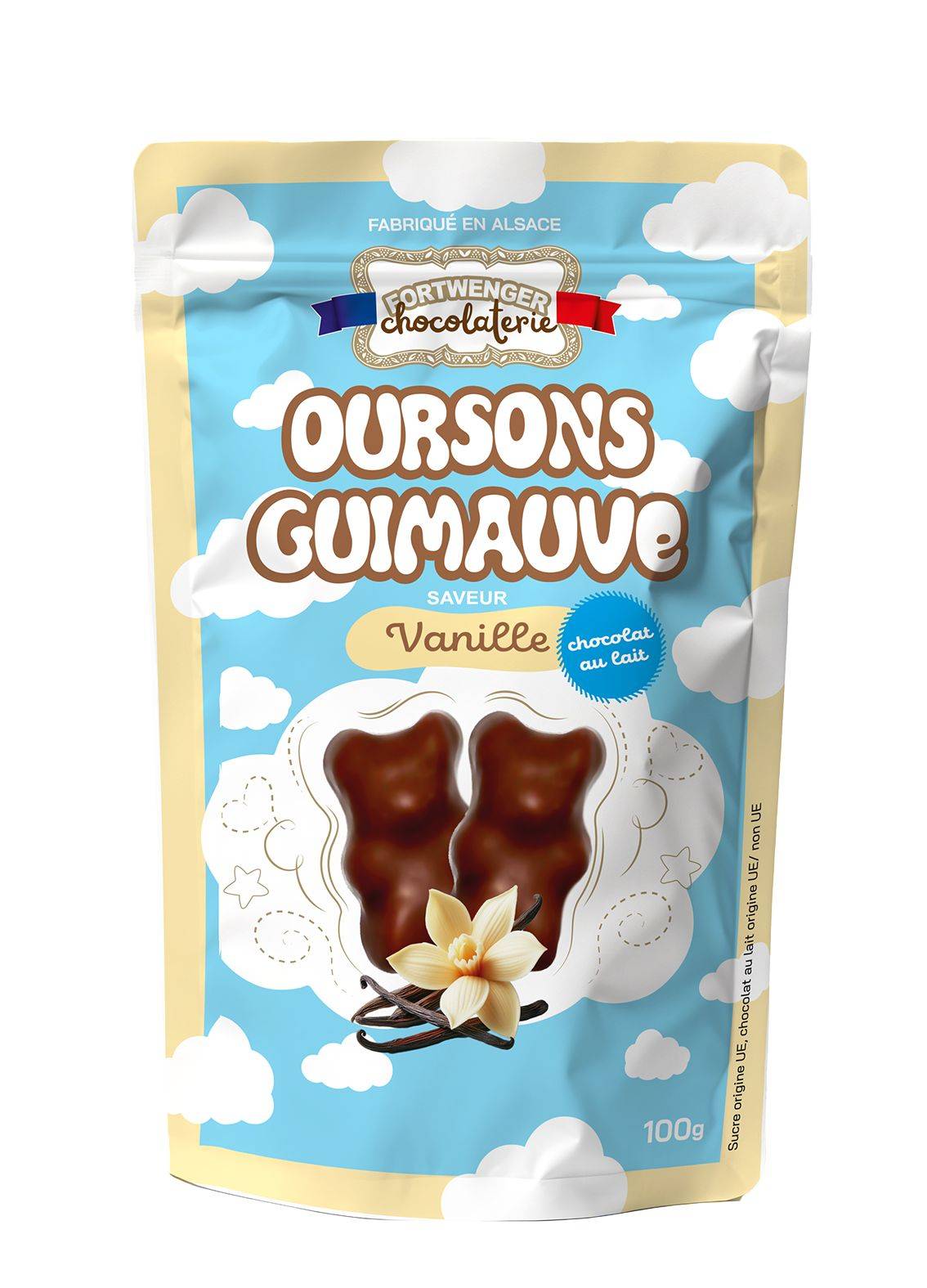 Fortwenger - Oursons guimauve vanille chocolat au lait 100 g - Fortwenger