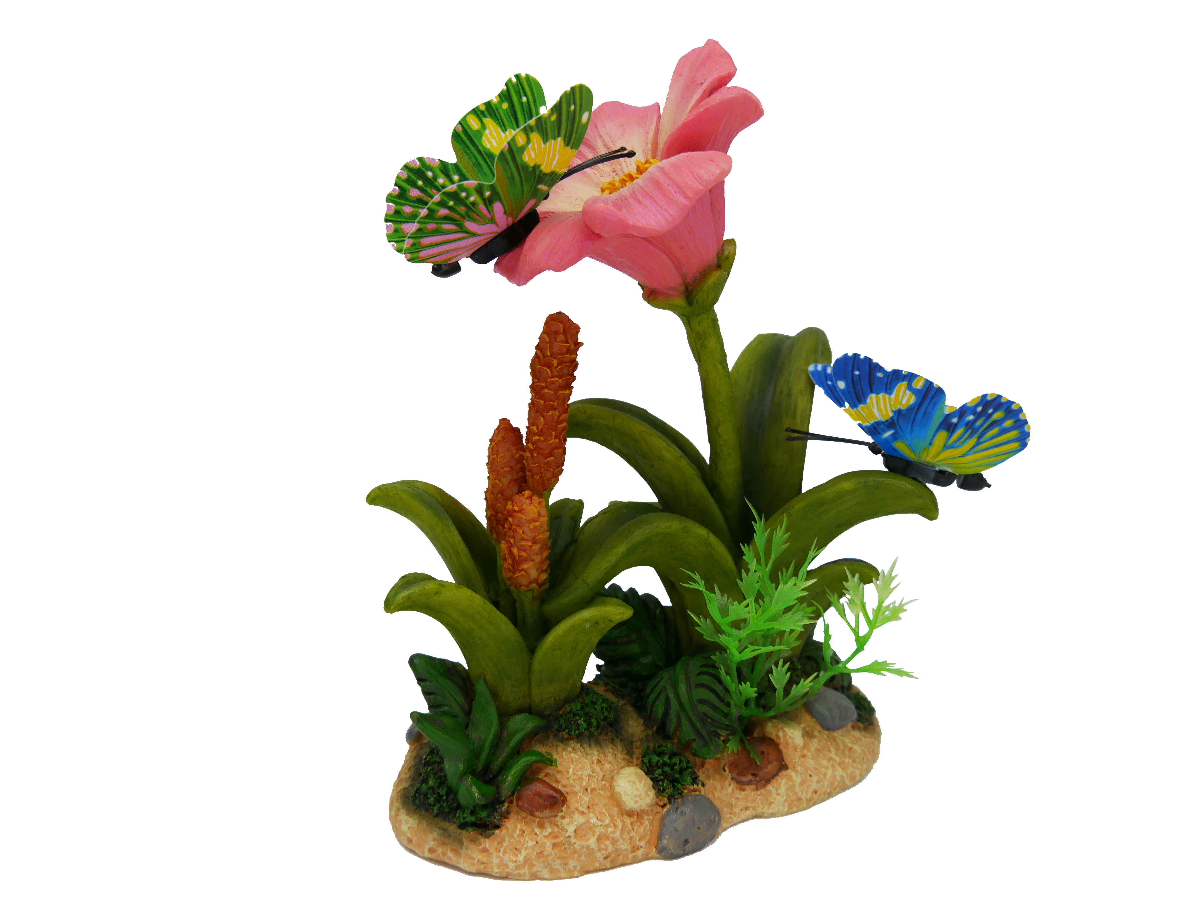 Labéo - Decoración acuática "Jardín encantado" - Flores & Mariposas - H. 13,5 cm - Labéo