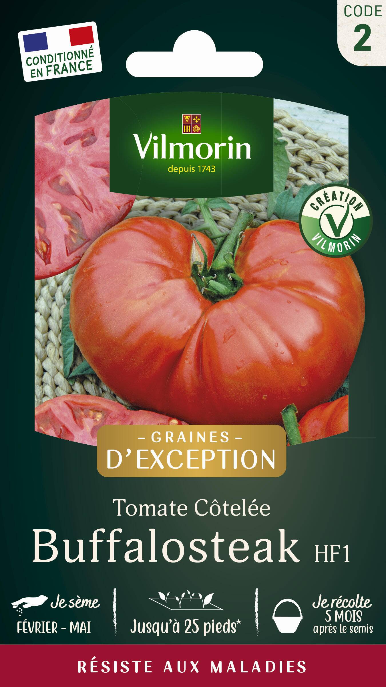 Vilmorin - Tomate Buffalo Steak F1 serie 2 sachet graines 0,1 g - Vilmorin - Image 1