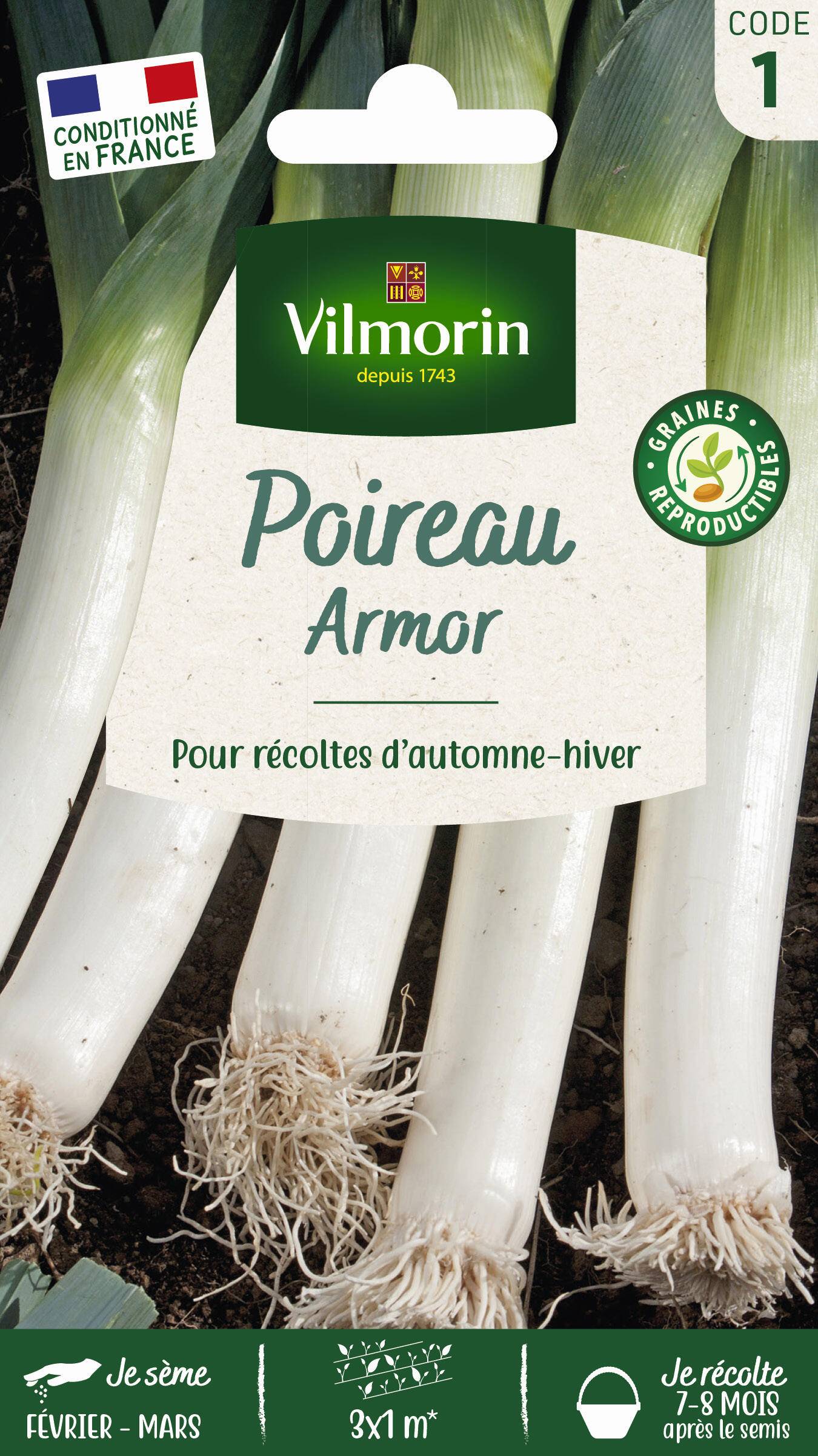 Vilmorin - Poireau Armor serie 1 sachet graines 1 g - Vilmorin