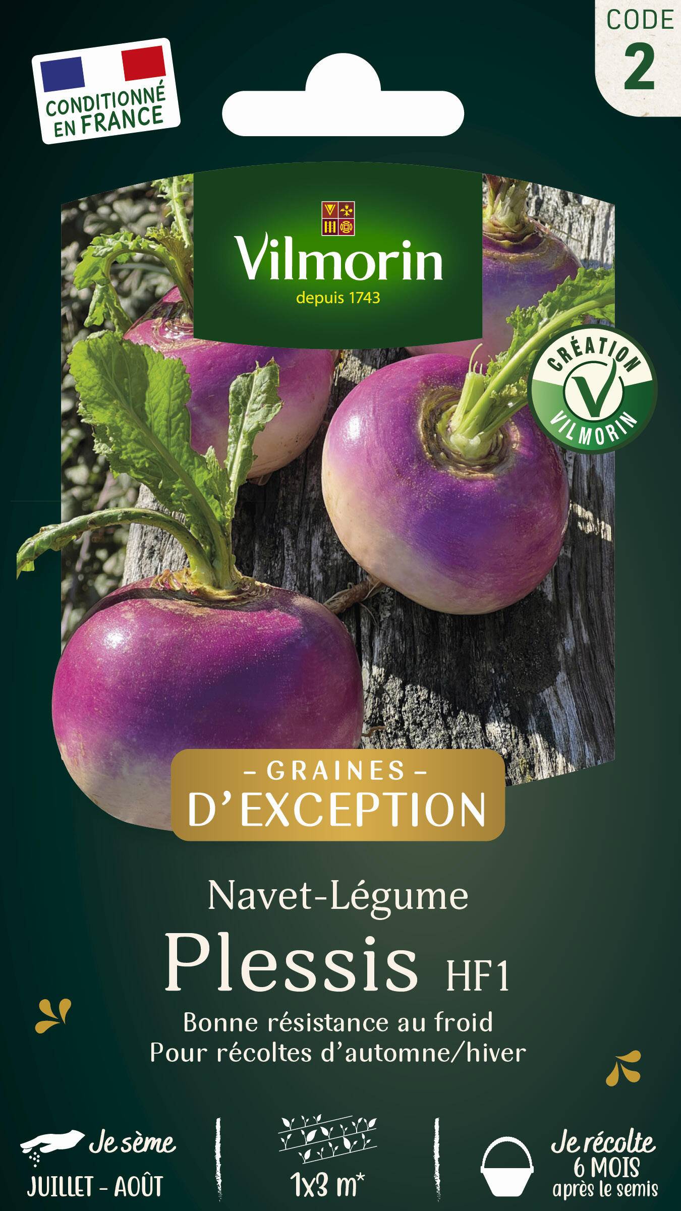 Vilmorin - Navet légume Plessis F1 Graines d'Exception série 2 sachet graines 1 g - Vilmorin