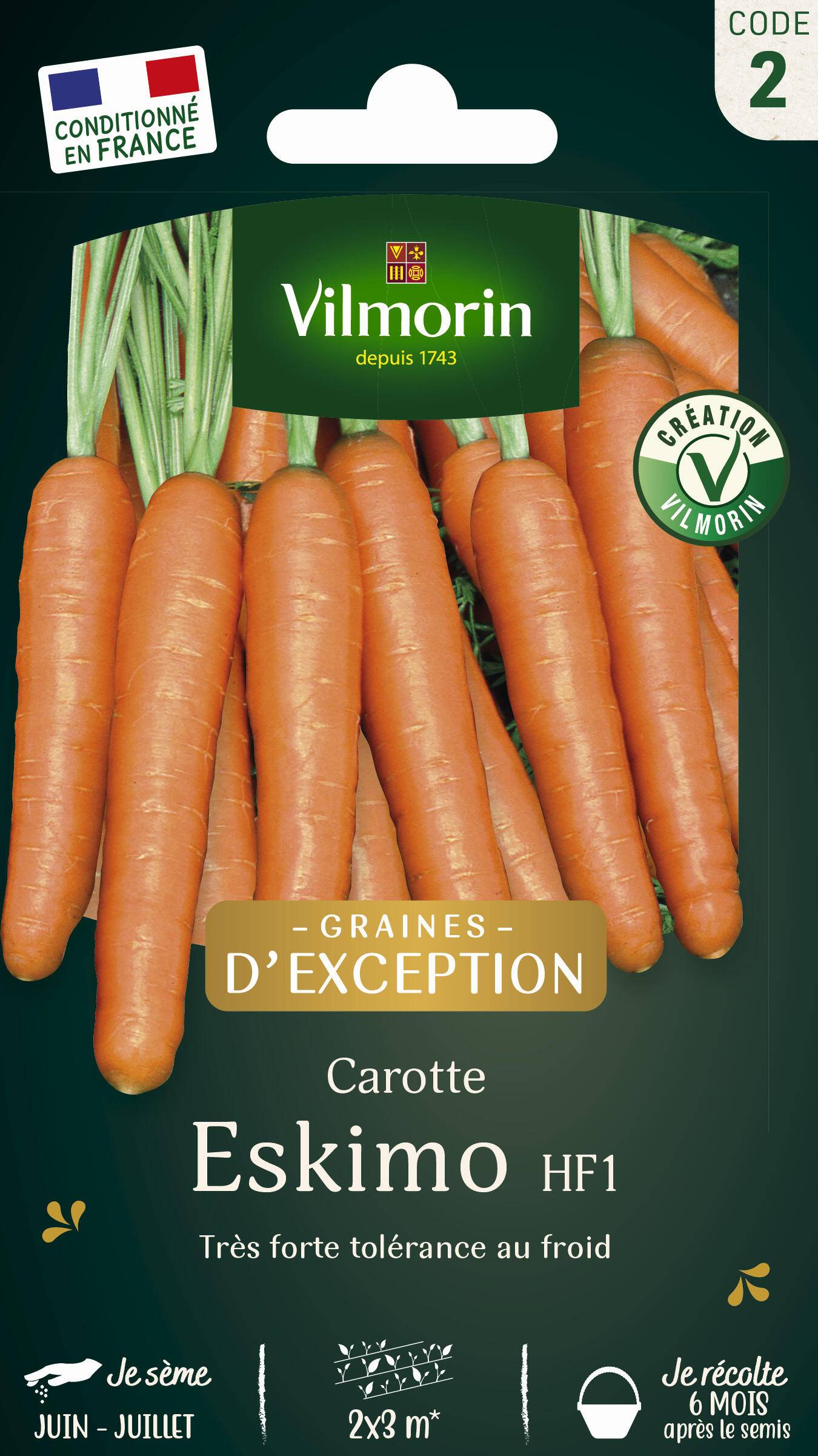 Vilmorin - Carotte Eskimo F1 Graines d'Exception série 2 sachet graines 1 g - Vilmorin