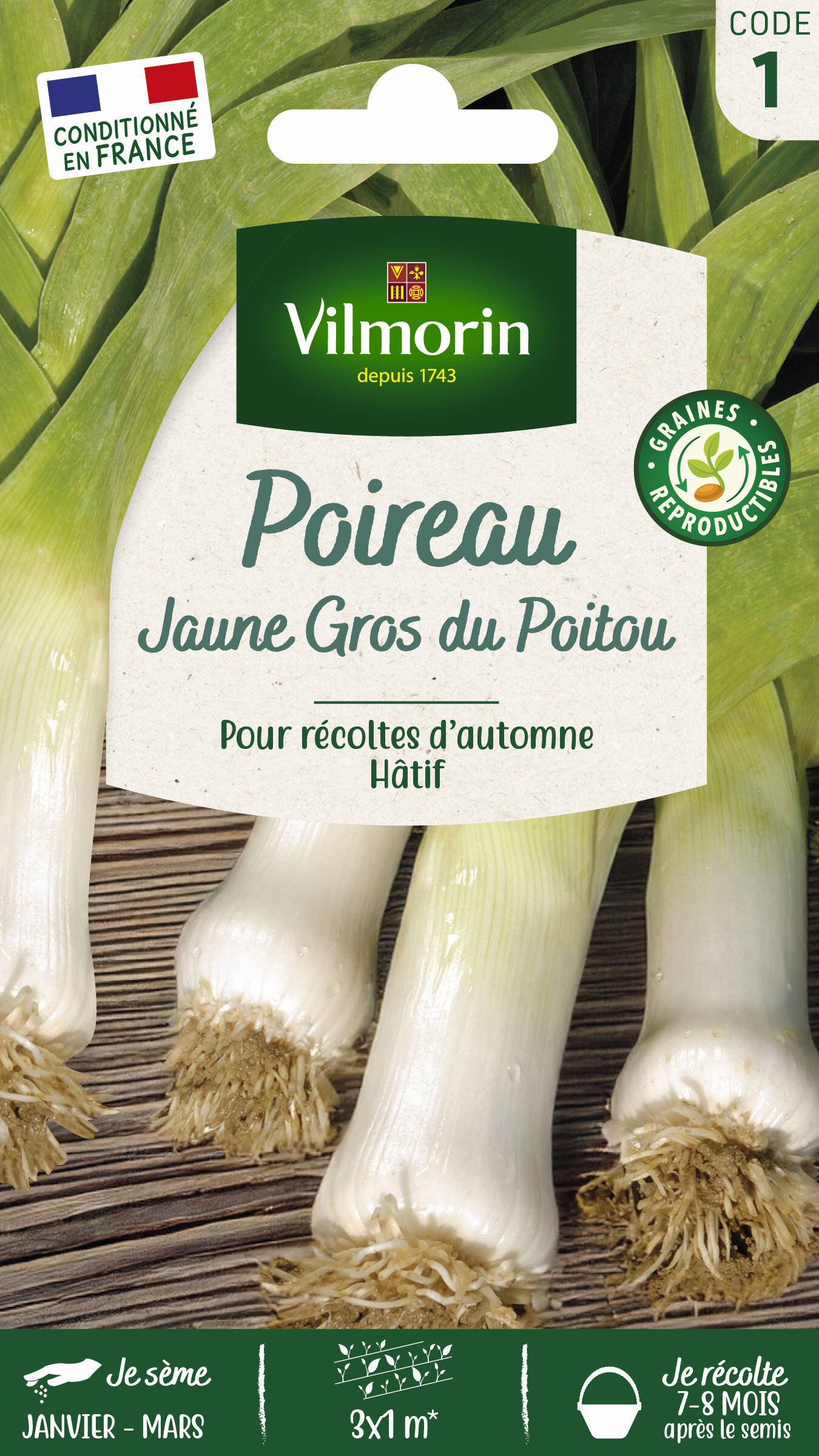 Vilmorin - Poireau Jaune gros du Poitou serie 1 sachet graines 1 g - Vilmorin - Image 1