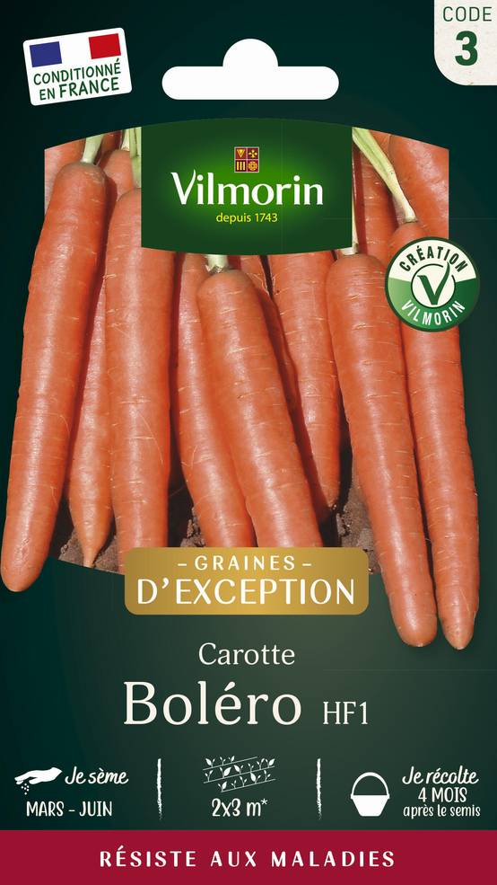 Vilmorin - Carotte Boléro F1 serie 3 sachet graines 1 g - Vilmorin - Image 1