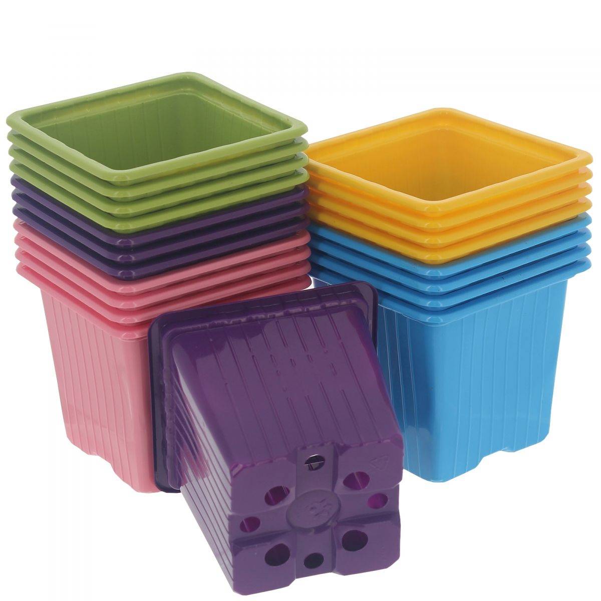 Set de 20 godets carrés PVC multicolore L.8 cm l.8 cm H.7 cm - Romberg - Imagen 2