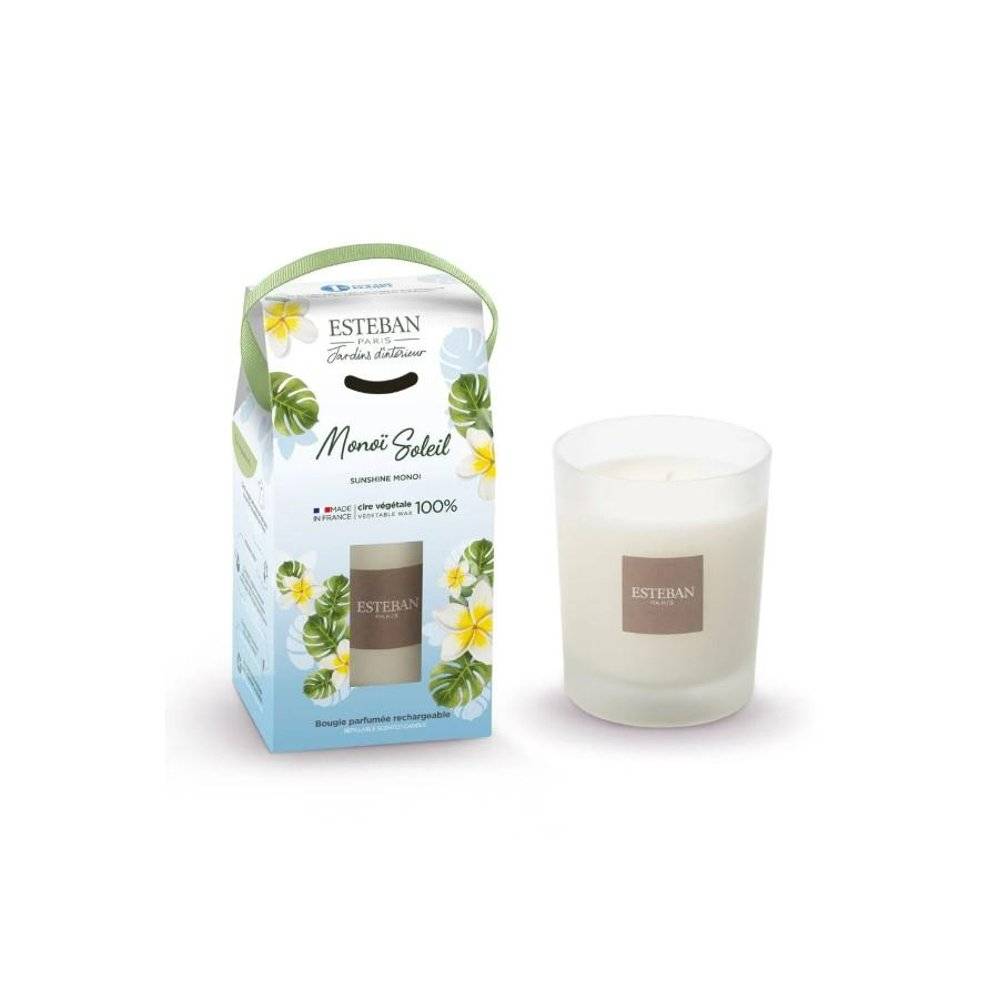 Bougie parfumée Monoï Soleil cire blanc 180 g - Esteban - Image 1