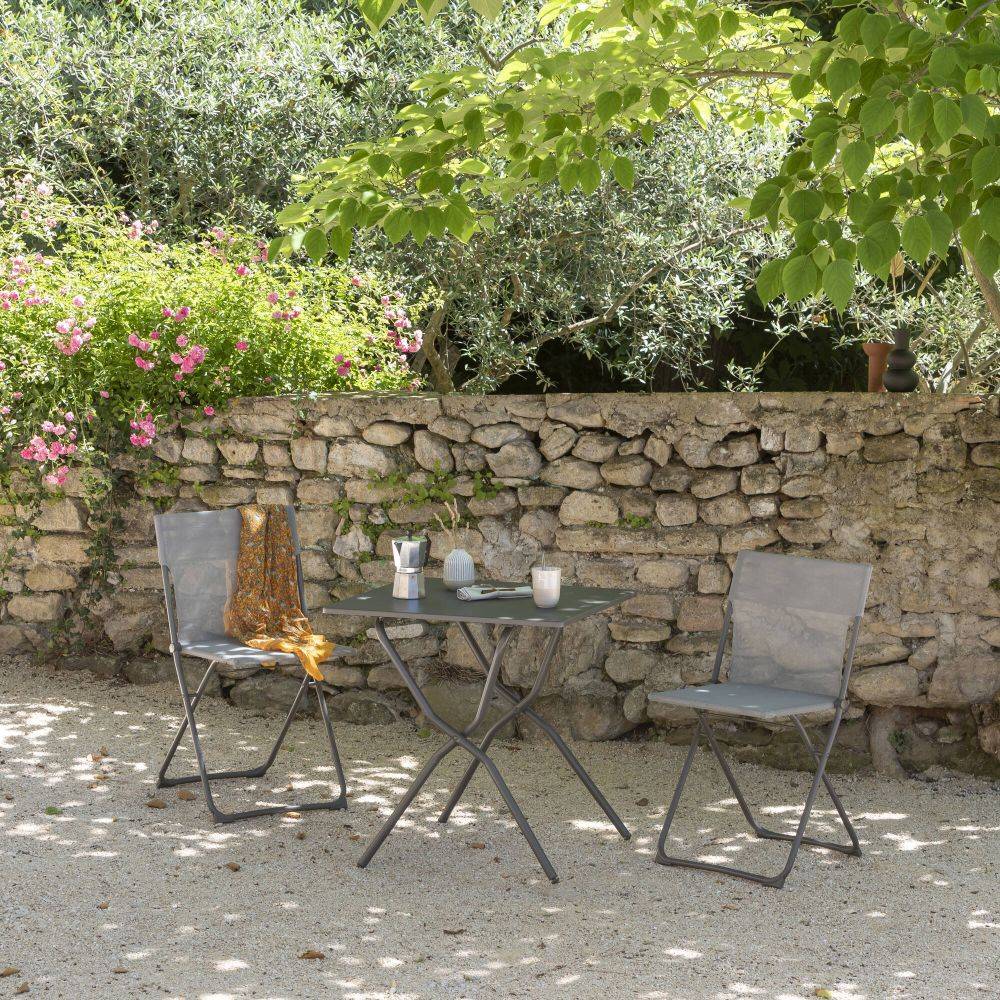 Lafuma-Mobilier - Table de jardin carrée acier titane 2 personnes Balcony Lafuma Mobilier - Image 3