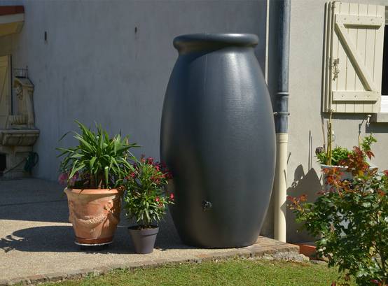 Belli - Récupérateur d'eau de pluie 1000L couvercle collecteur et robinet inclus Jarre anthracite - BELLI - Image 2