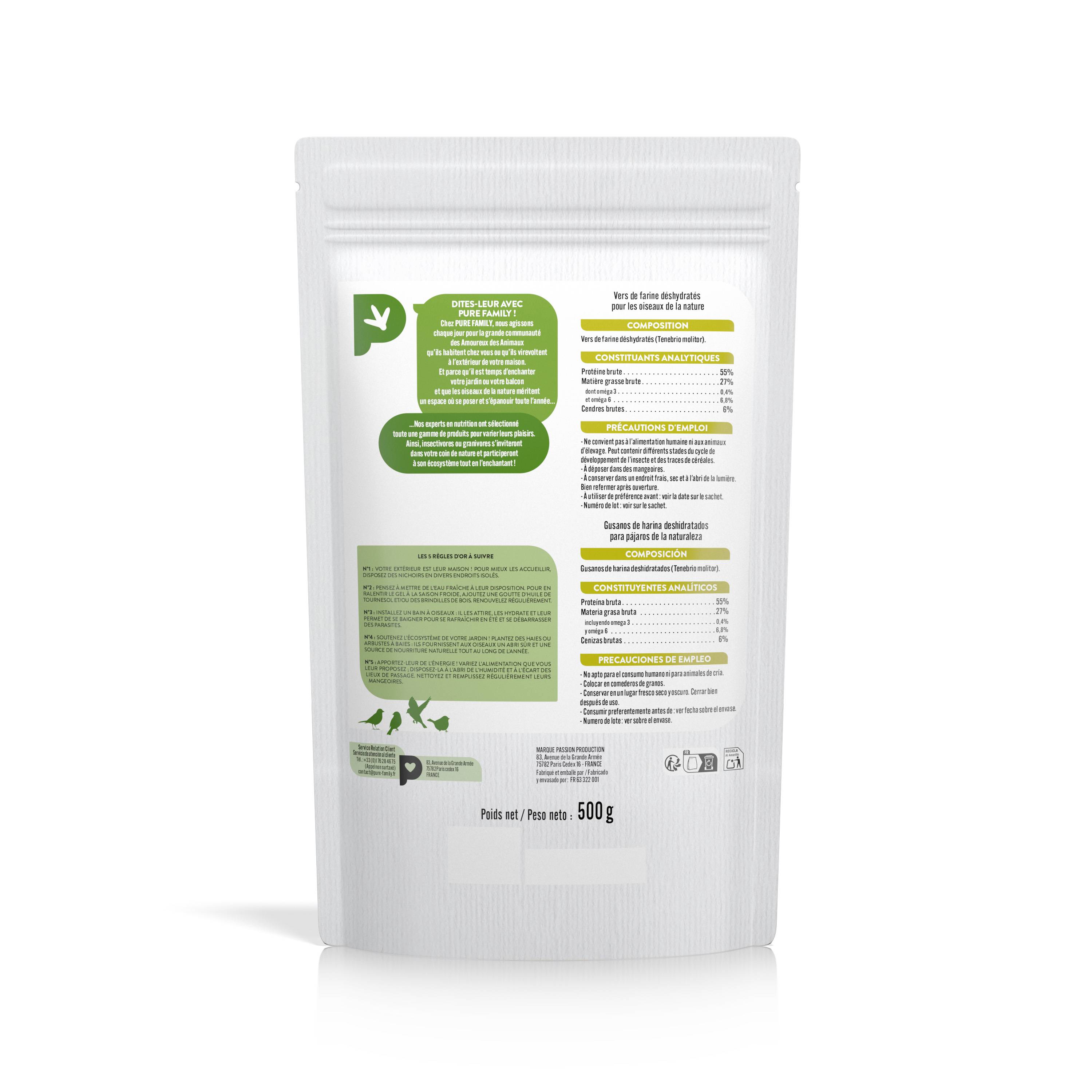 Pure Family - Gusanos secos 500 g - PURE FAMILY - Imagen 2