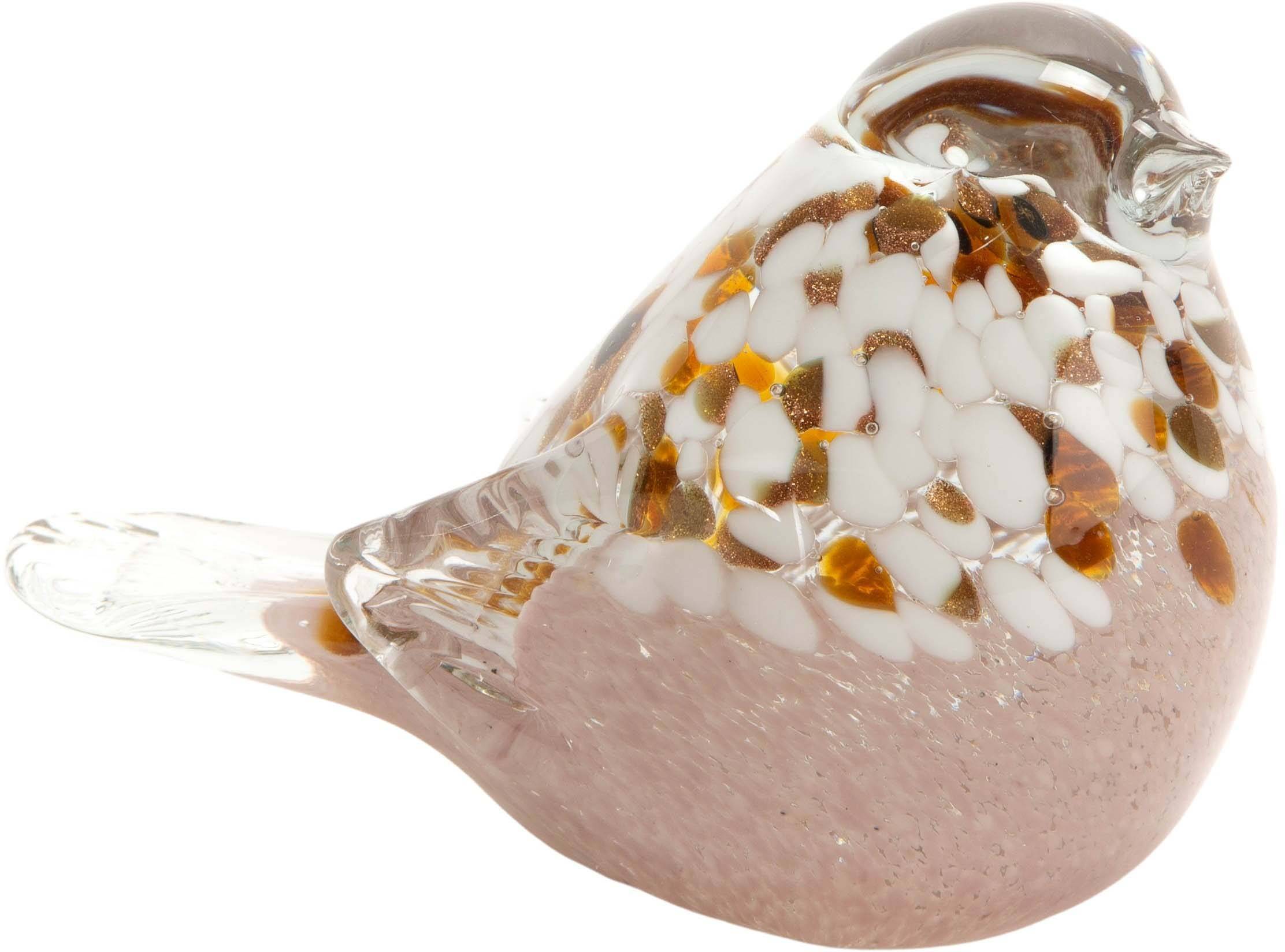 NONAME - Oiseau décoratif type globe en verre rose L.7 cm l.12 cm H.9 cm - Amadeus - Imagen 1
