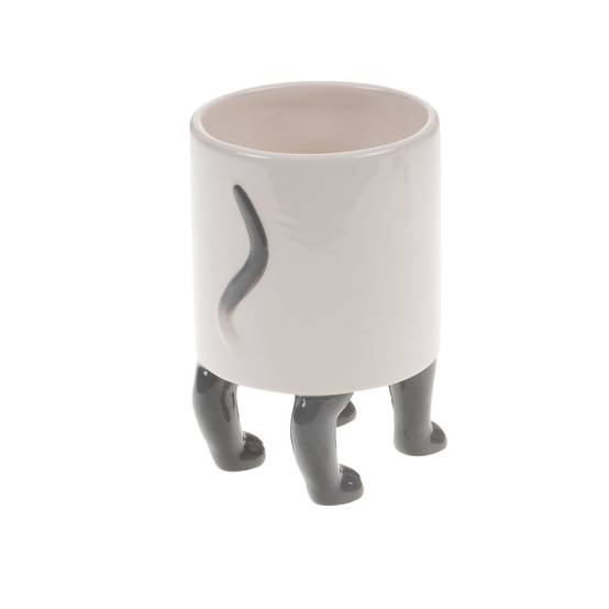 No Name - Cache-pot chat céramique blanc Ø15.5 cm H.15.5 cm L.9.5 cm - Amadeus - Image 1