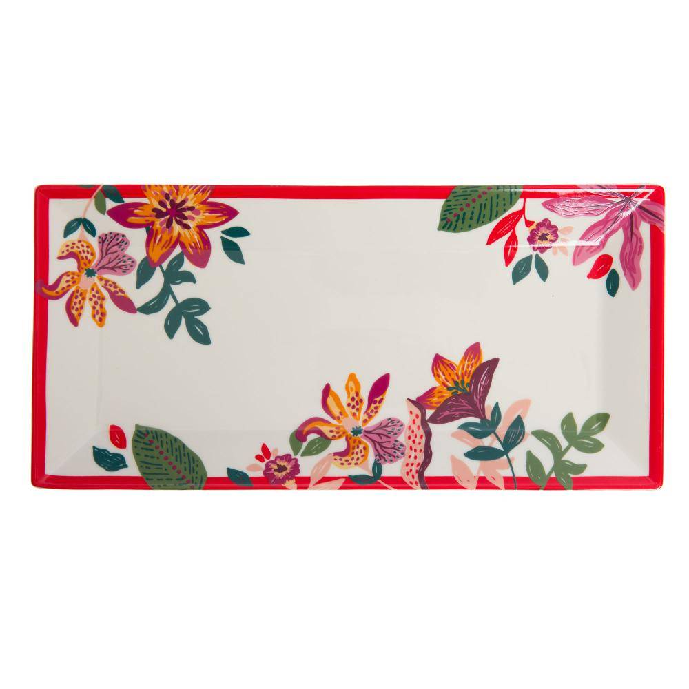 NONAME - Bandeja rectangular Kamae en porcelana multicolor L.15 cm l.30 cm H.2 cm - Amadeus - Imagen 2