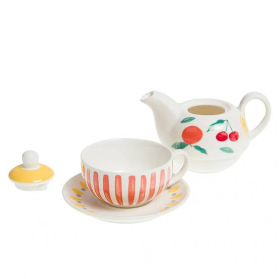 No Name - Coffret théière tea for one Fruty porcelaine multicolore L.12 cm l.16 cm H.15 cm - Amadeus - Image 2