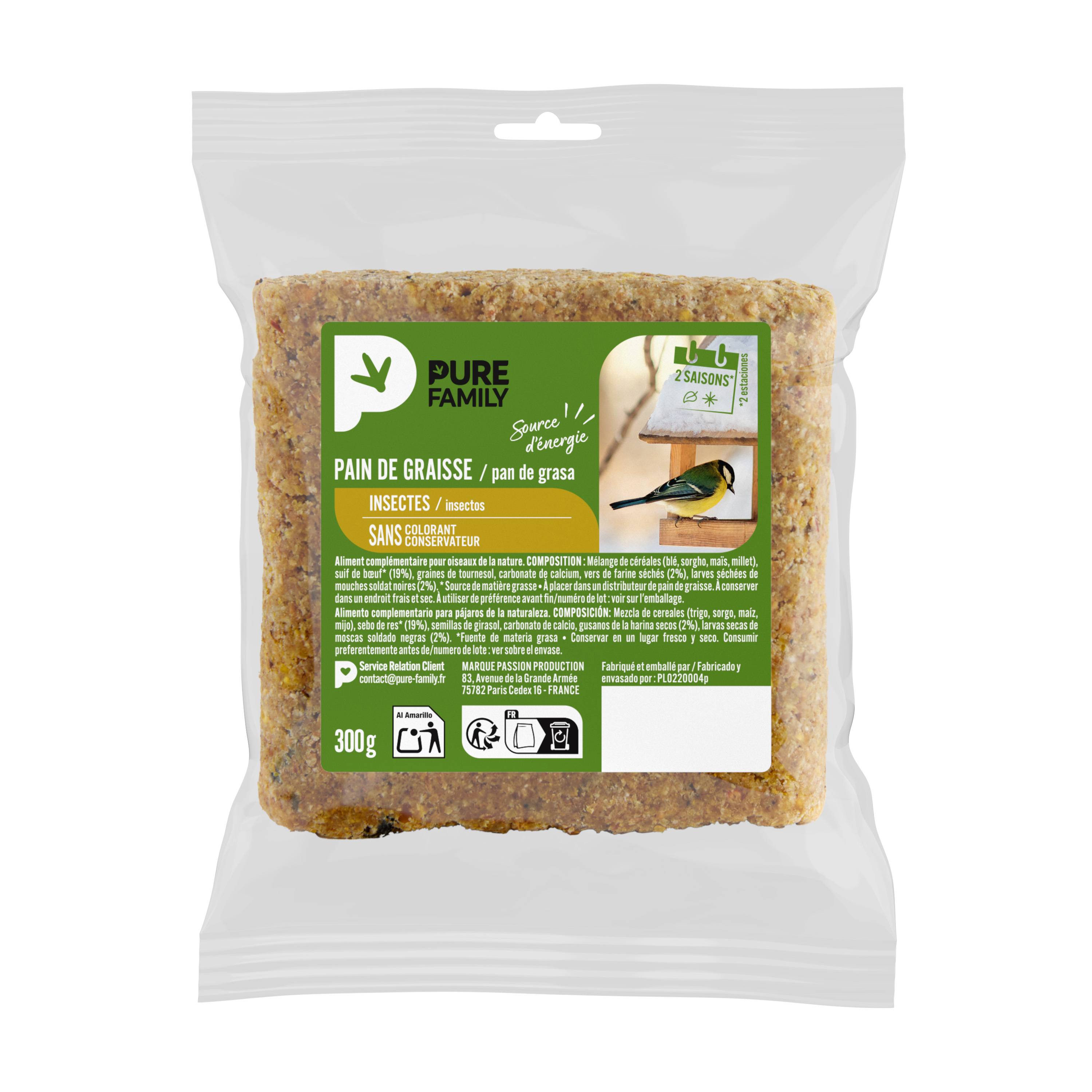 Pure Family - Pain de graisse Insectes 300 g - PURE FAMILY - Imagen 4