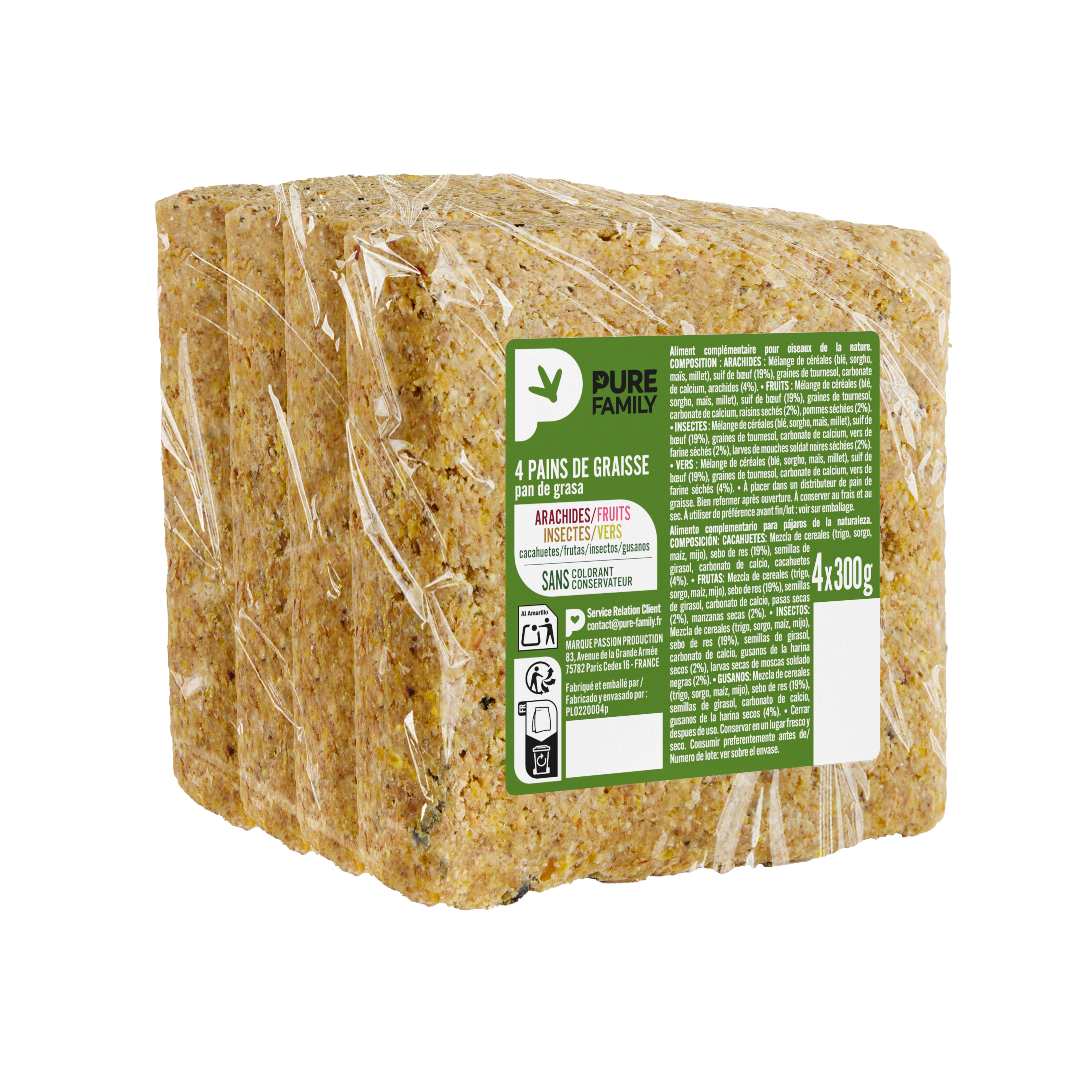 Pure Family - Lot de pain de graisse 300 g x 4 - PURE FAMILY - Imagen 3