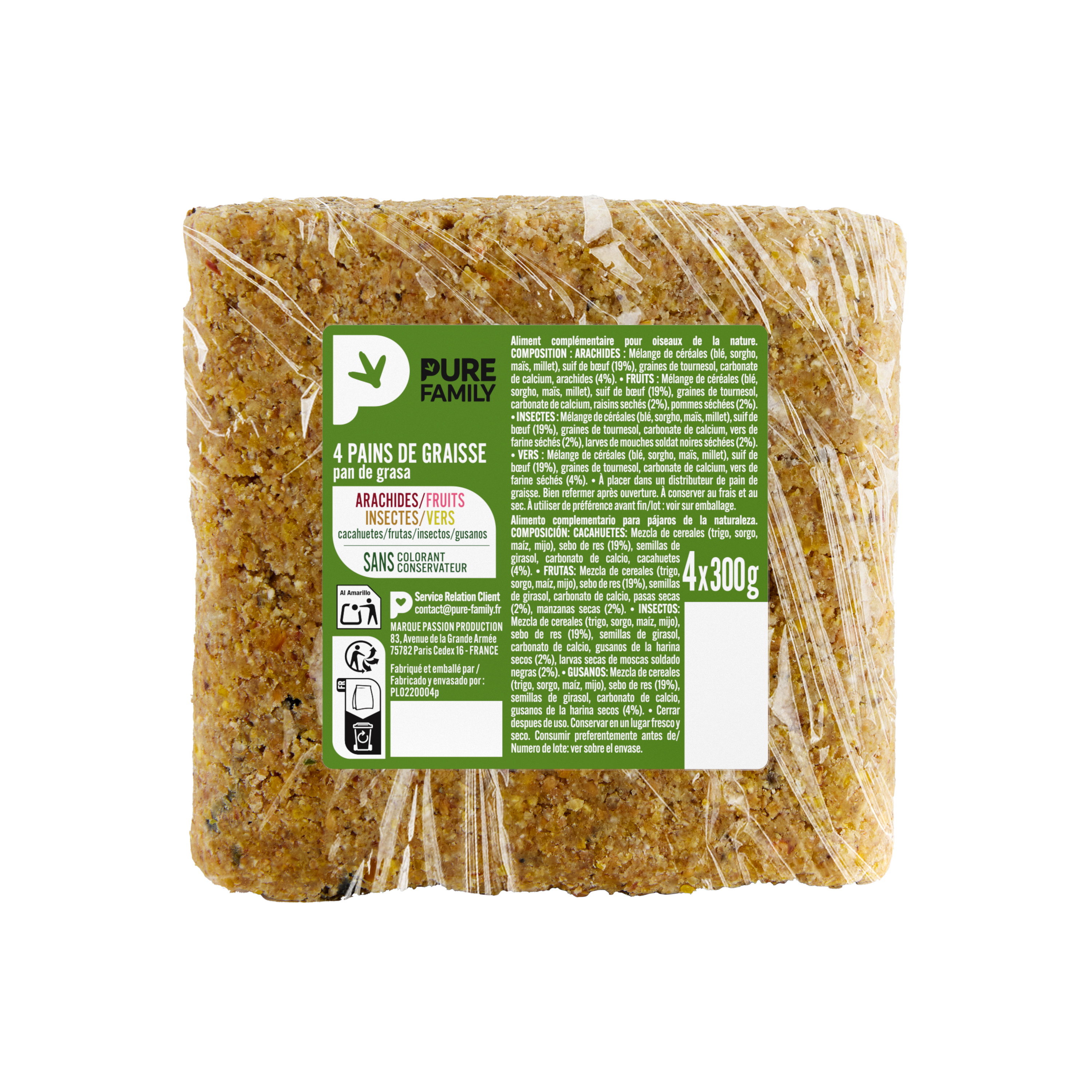 Pure Family - Lot de pain de graisse 300 g x 4 - PURE FAMILY - Imagen 2
