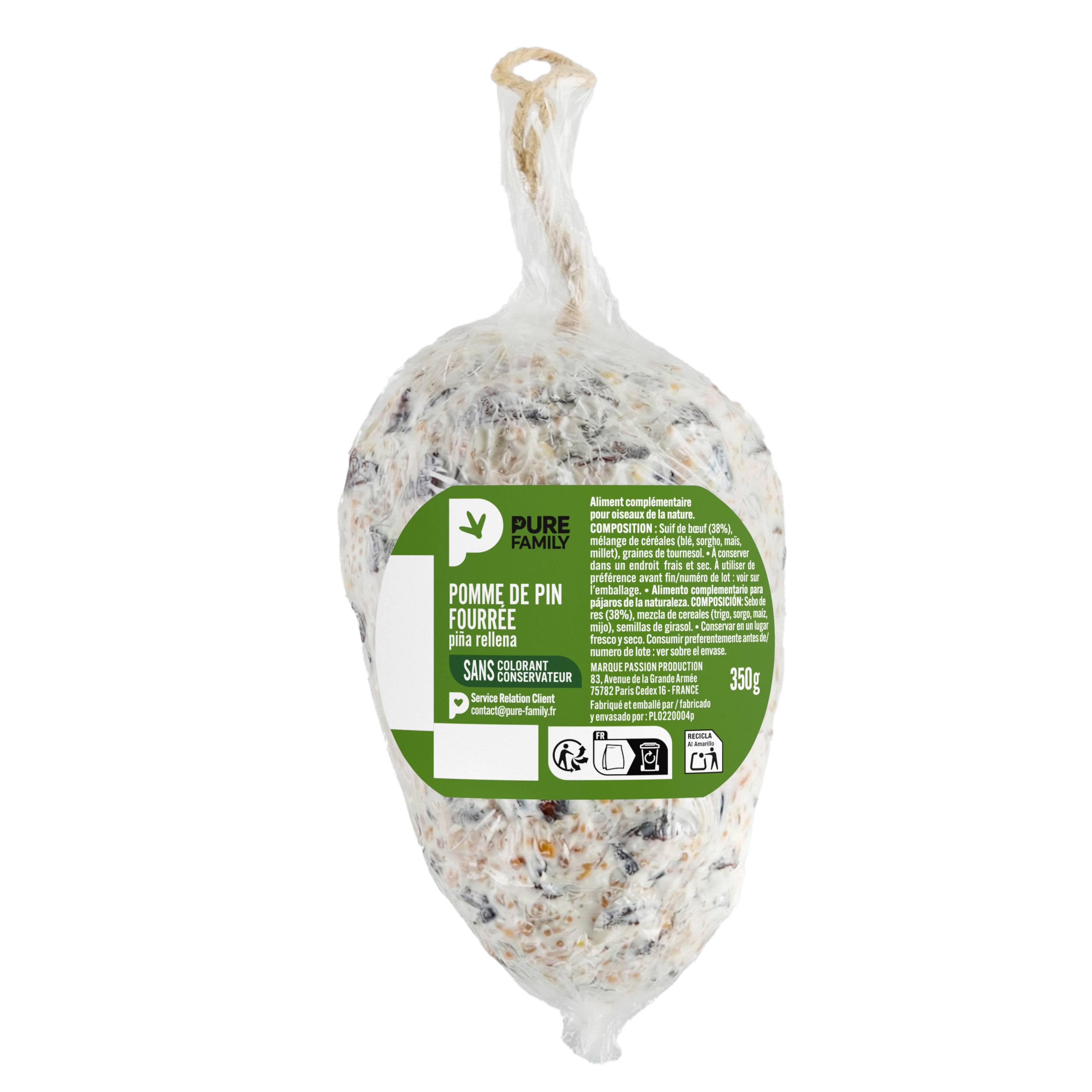 Pure Family - Pomme de pin avec graisse 350 g - PURE FAMILY - Imagen 2