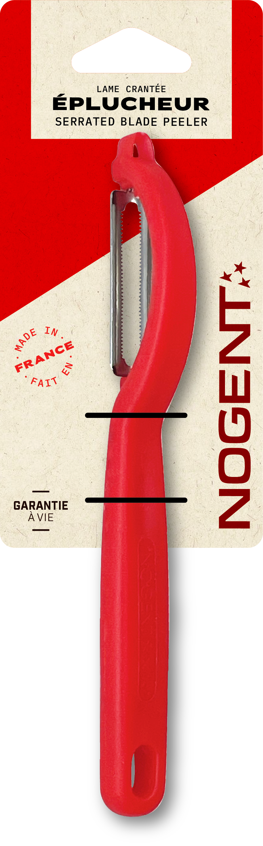 Nogent 3 Etoiles - Éplucheur pivotant en "i" 2 tranchants cranté - Nogent 3 Étoiles
